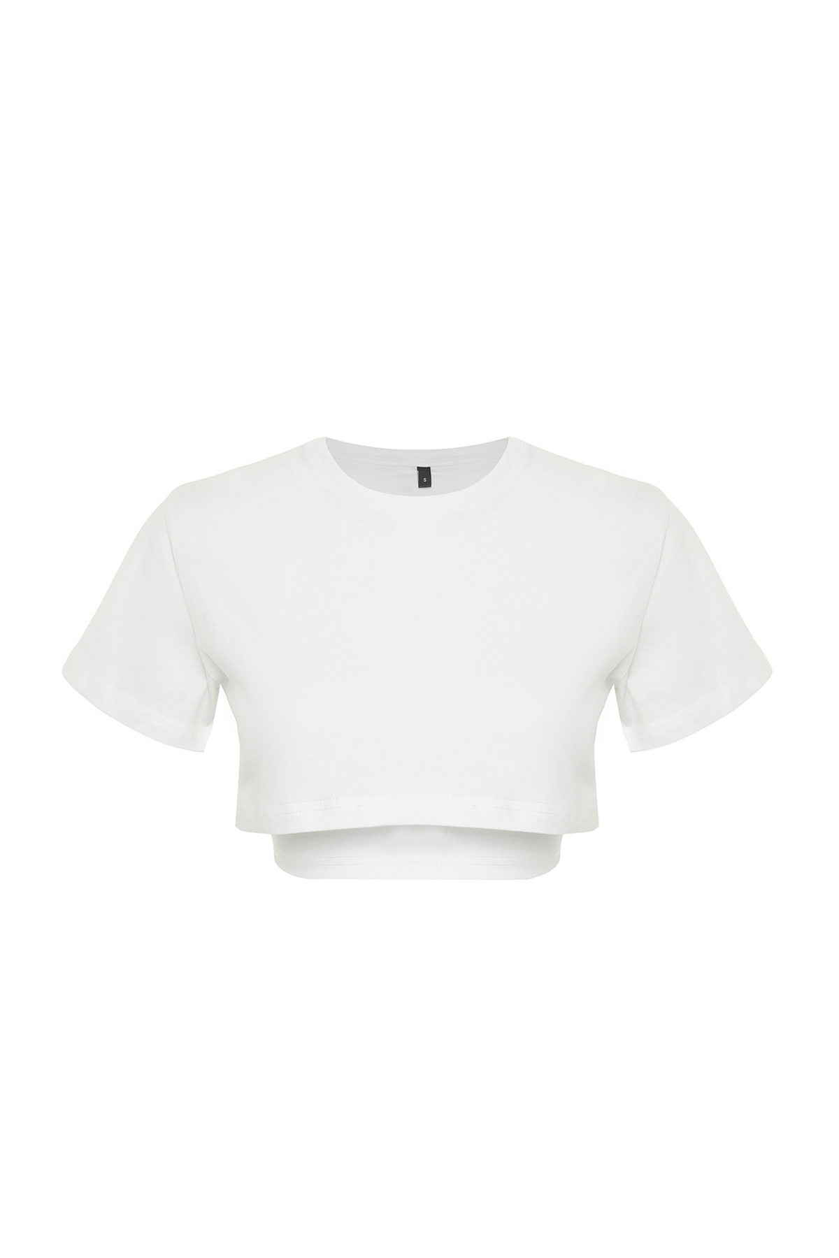 Trendyolmilla  Beyaz 2 Katmanlı Reflektör Baskılı Crop Örme Spor T-Shirt THMSS24TS00001 - Görsel 7