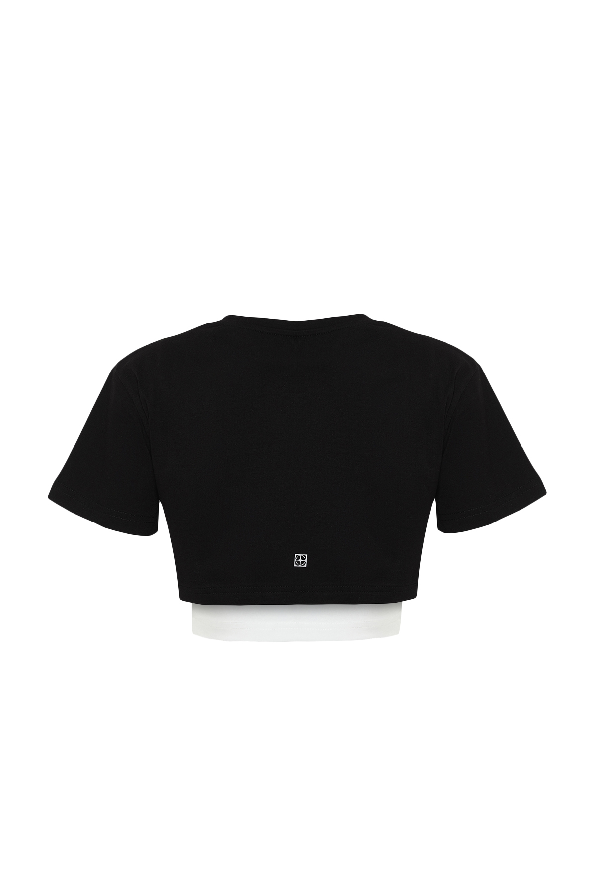 Trendyolmilla  Siyah Beyaz 2 Katmanlı Reflektör Baskılı Crop Örme Spor T-Shirt THMSS24TS00001 - Görsel 8