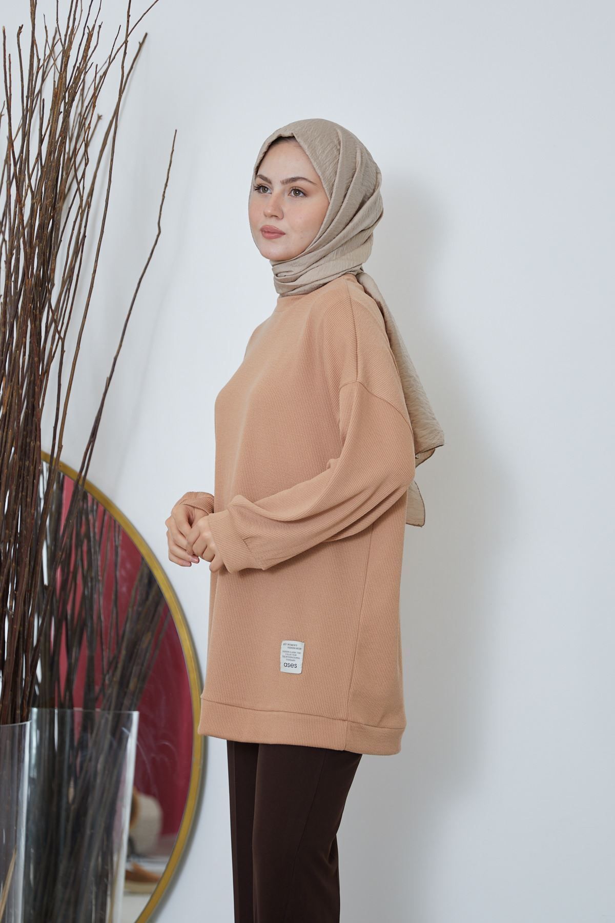 ASES-Women's Tunic Hair Braid Cuffed Tunic 4