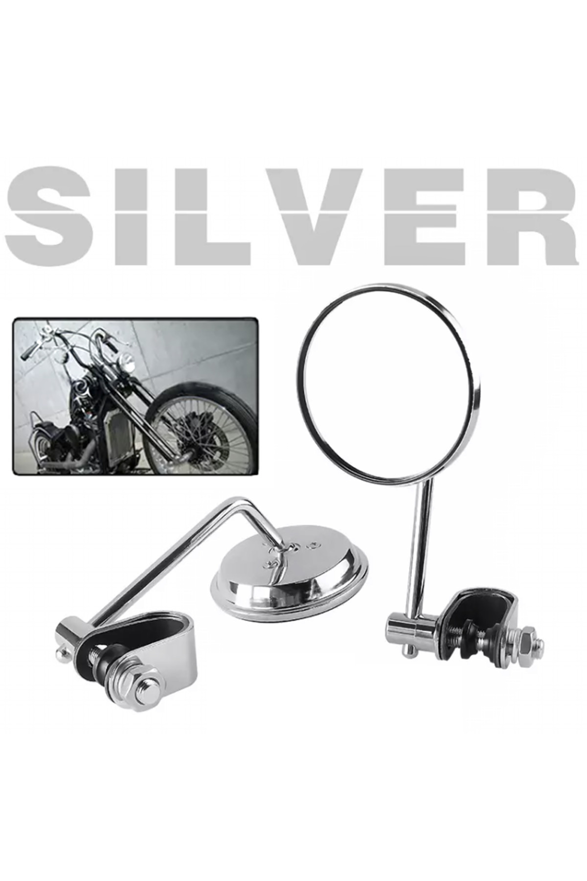 YSGMOTOPARTS Chopper Cafe Racer Direksiyon Ayna Seti Krom Kelepçeli