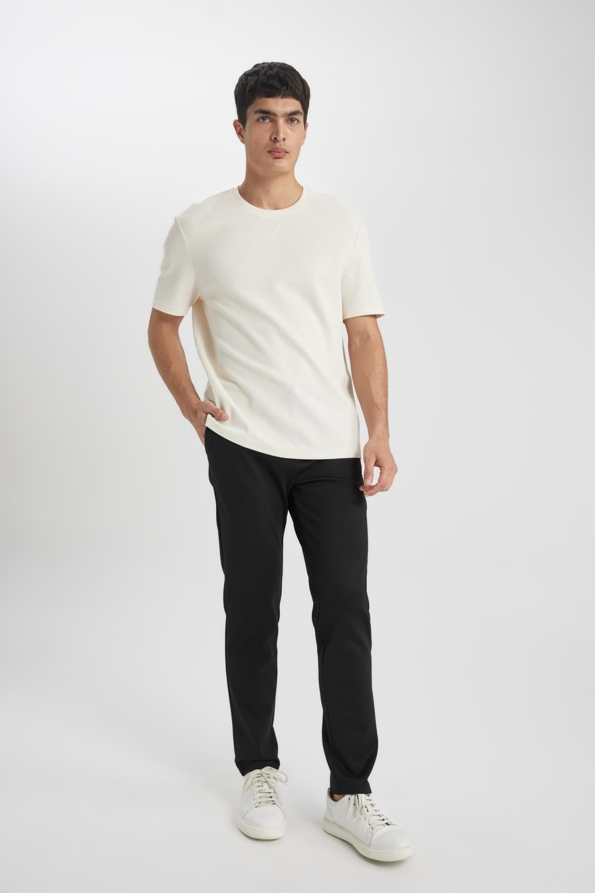 DeFacto-Summer Fabric Jogger Pants Buttoned Basic Straight Leg T6317Az24Sp 2