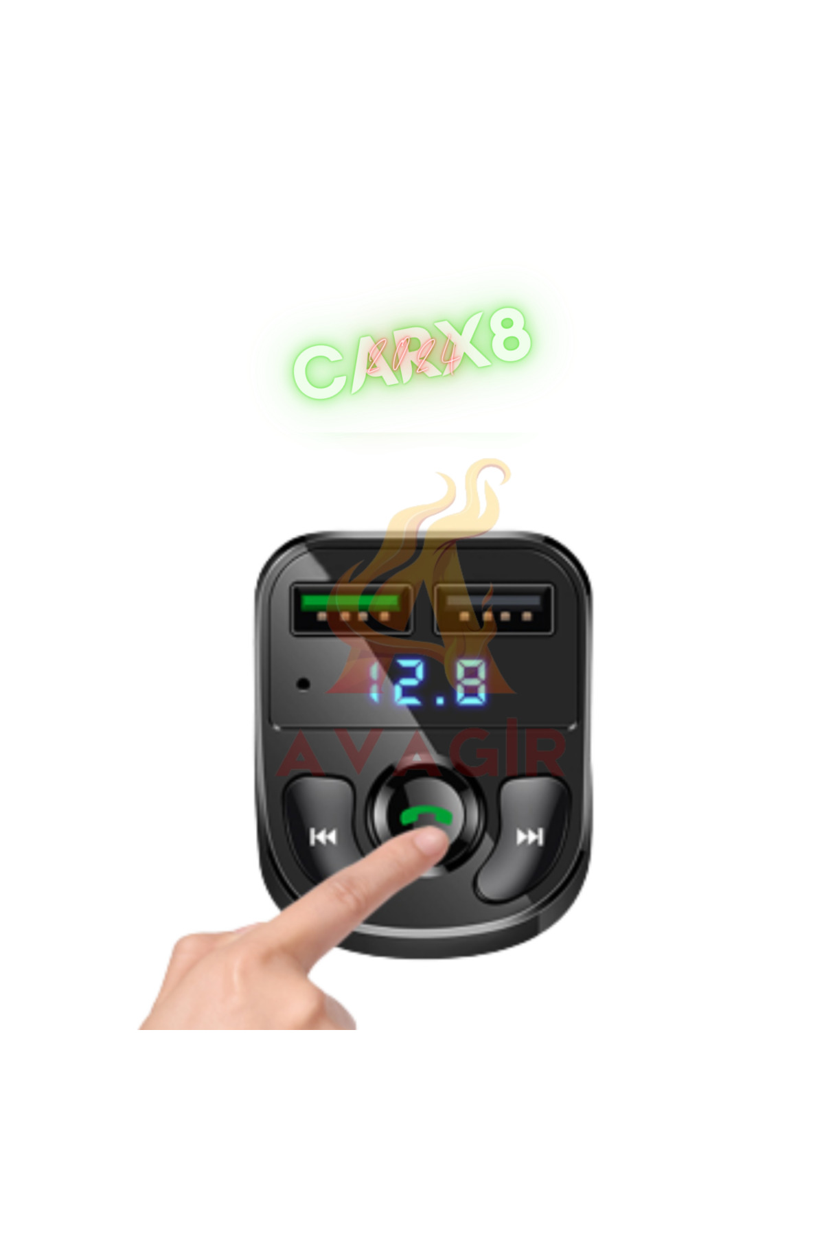 Avagir Car x8 Bluetooth Araç Kiti Çakmaklık Girişli Fm Transmitter Usb