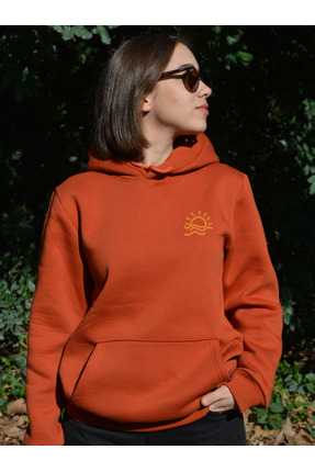 ThePine Güneş Nakışlı Unisex Regular Kapüşonlu Sweatshirt