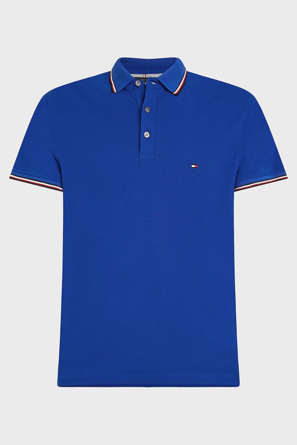 تی شرت یقه پولو مشکی مردانه پنبه اسکینی مناسب چوگان یاکا yaka MW0MW30750 C66 Tommy Hilfiger