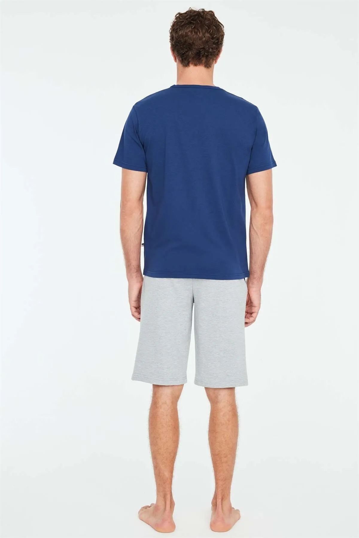 ست پیژامه آبی مردانه پولو اسن ایالات متحده 18667 تی شرت سرمه ای شلوارک U.S. Polo Assn.