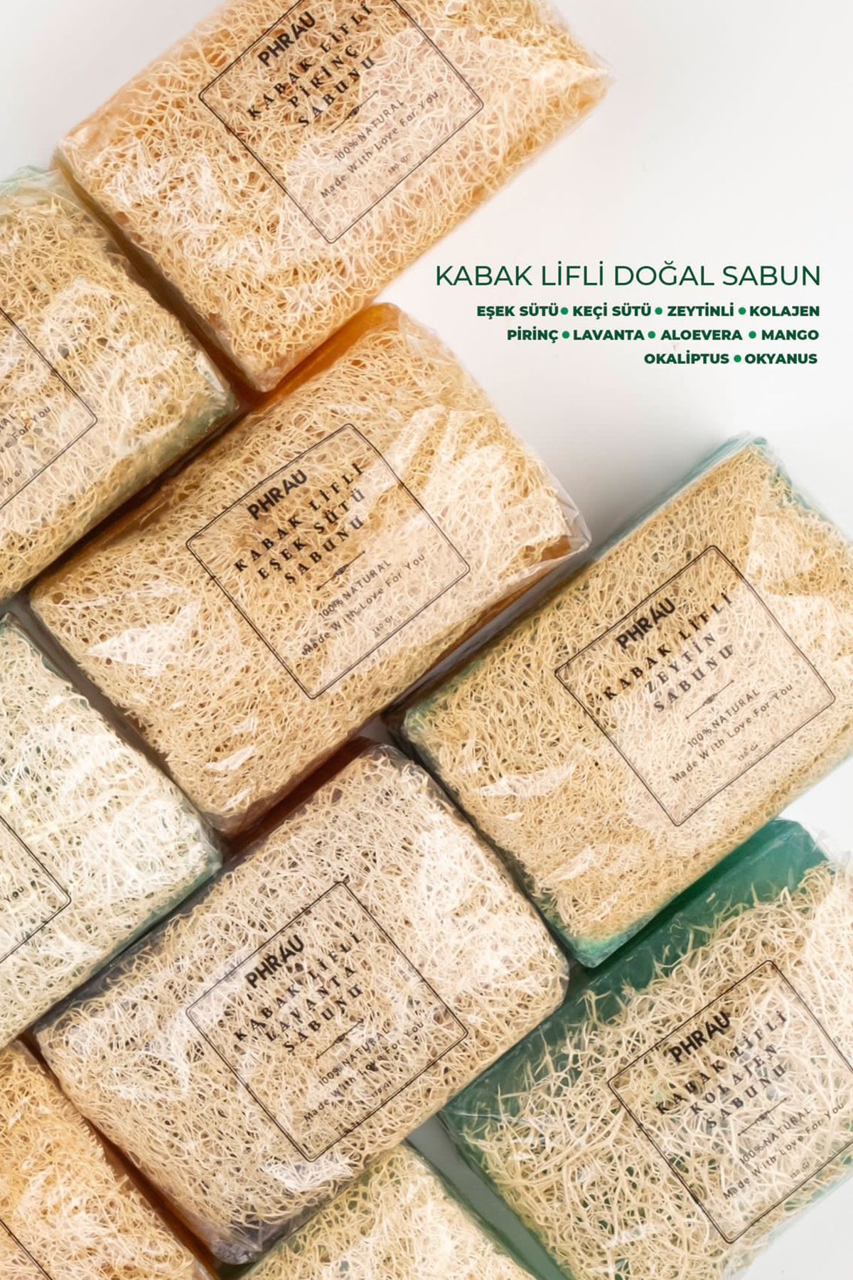 صابون الیاف کدو تنبل طبیعی اسطوخودوس 130 گرمی ست 3 عددی Phrau