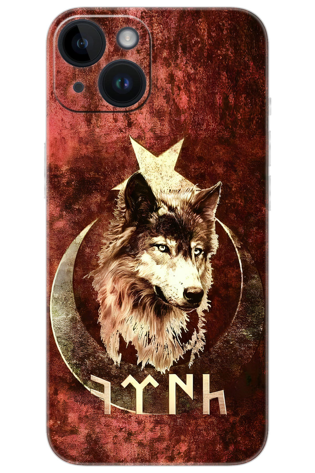 iPhone 14 Compatible Case Pattern Printed Silicone Wolf and Göktürk NGO:385 CP-9I80Rj3