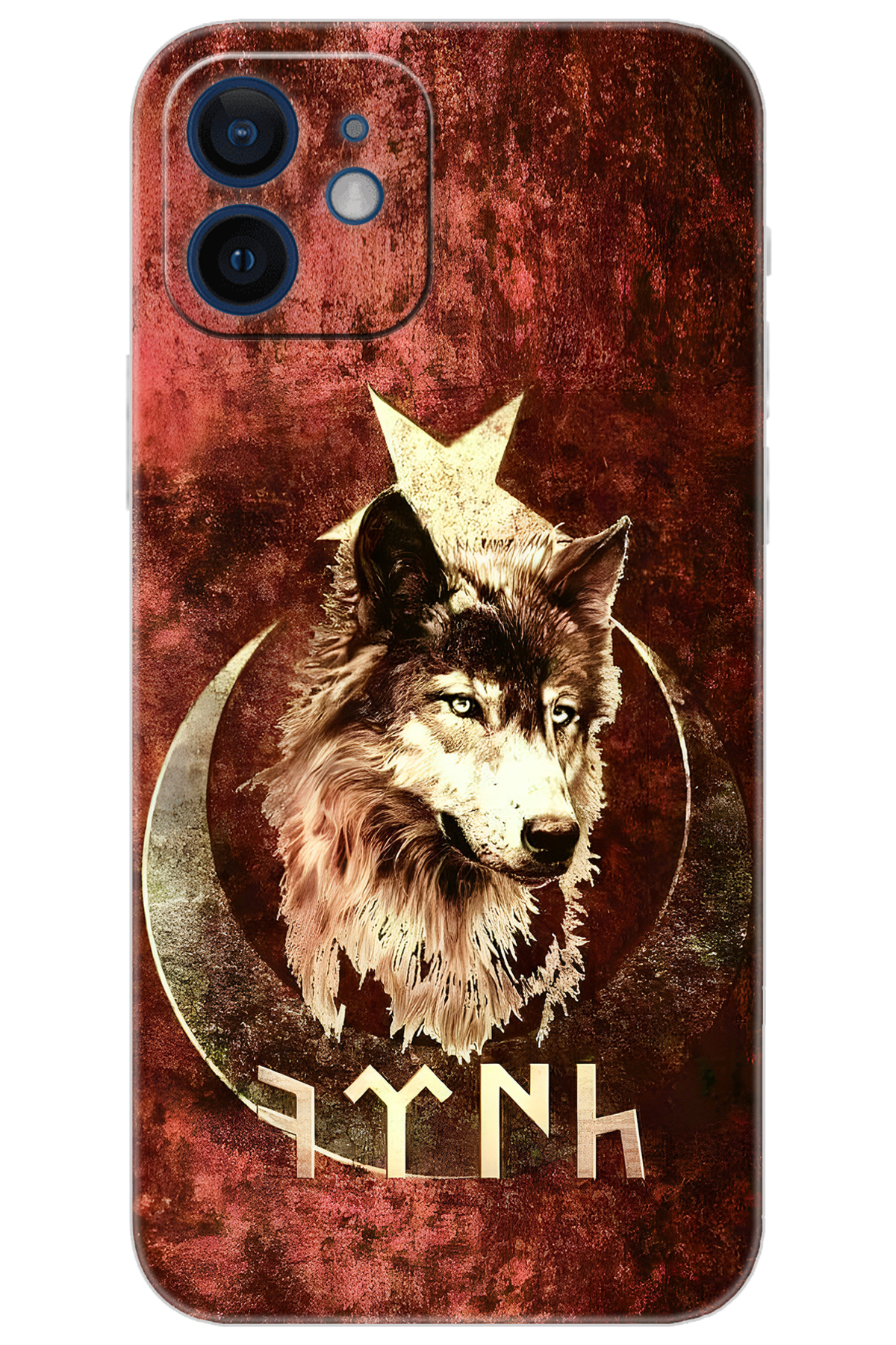 iPhone 12 Compatible Case Pattern Printed Silicone Wolf and Göktürk NGO:385 CP-Giz2Due
