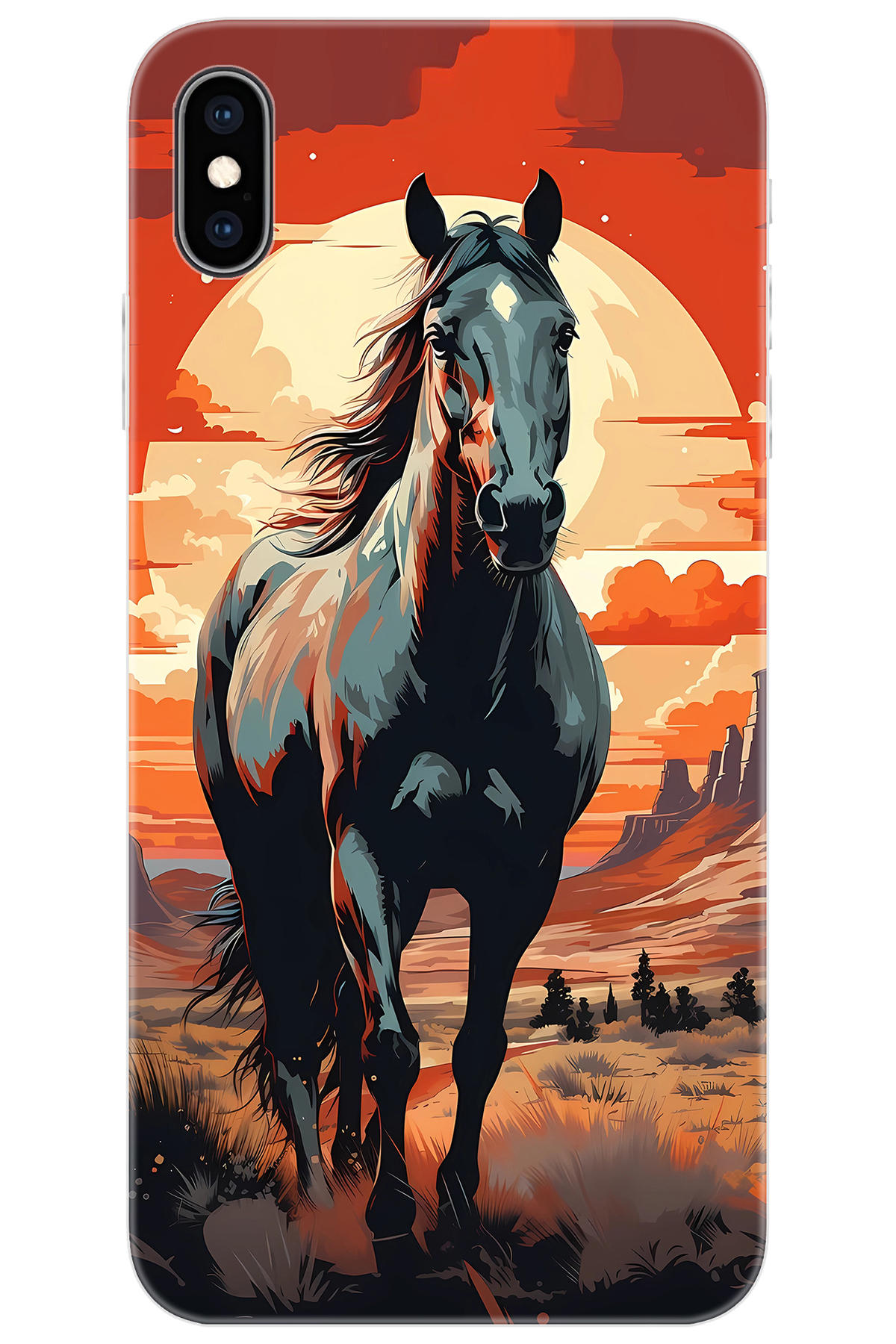iPhone XS Max Compatible Case Pattern Printed Silicone Western Horse NGO:655 CP-EXiZqTO