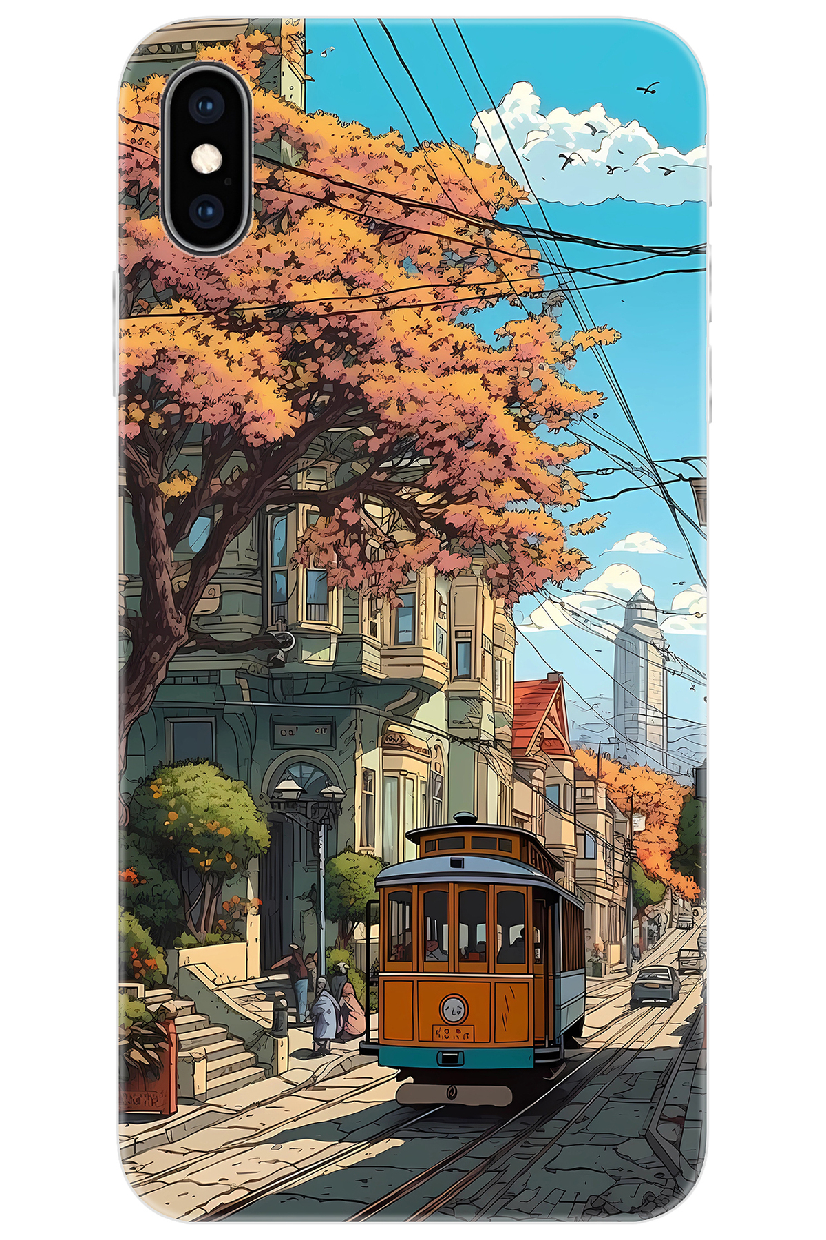 iPhone XS Max Compatible Case Pattern Printed Silicone Tram NGO:645 CP-HWvHrRn