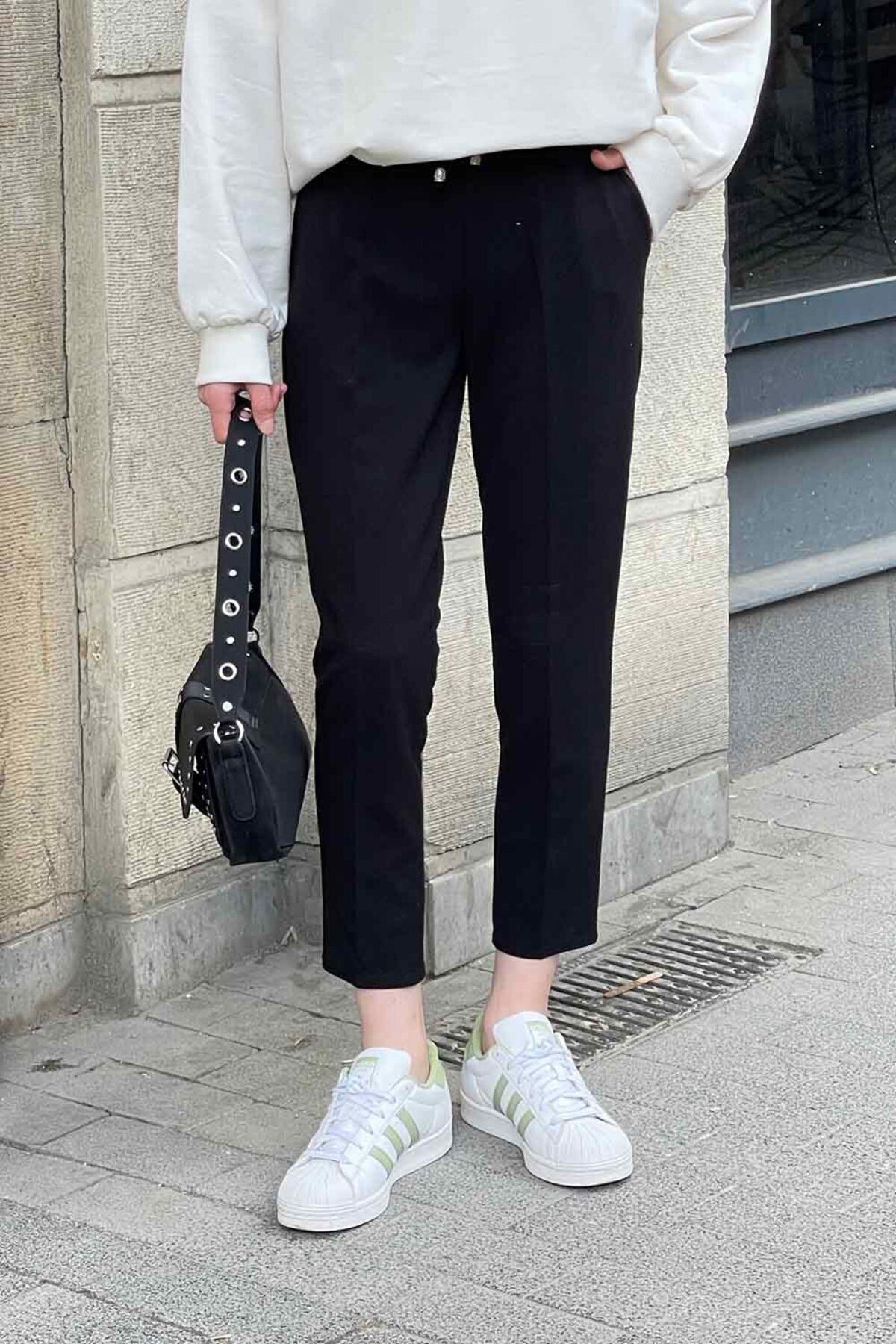 lamelif-Pencil Pants - Elastic Waist Design 2