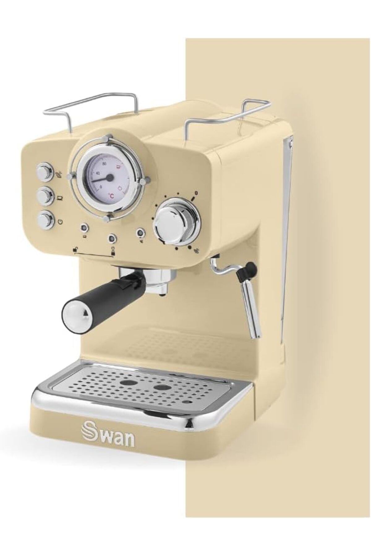 Retro Şıklığı İle Espresso Kahve Makinesi, Süt Köpürtücülü, Buhar Basınç Kontrollü, 1.2L Su Tankı