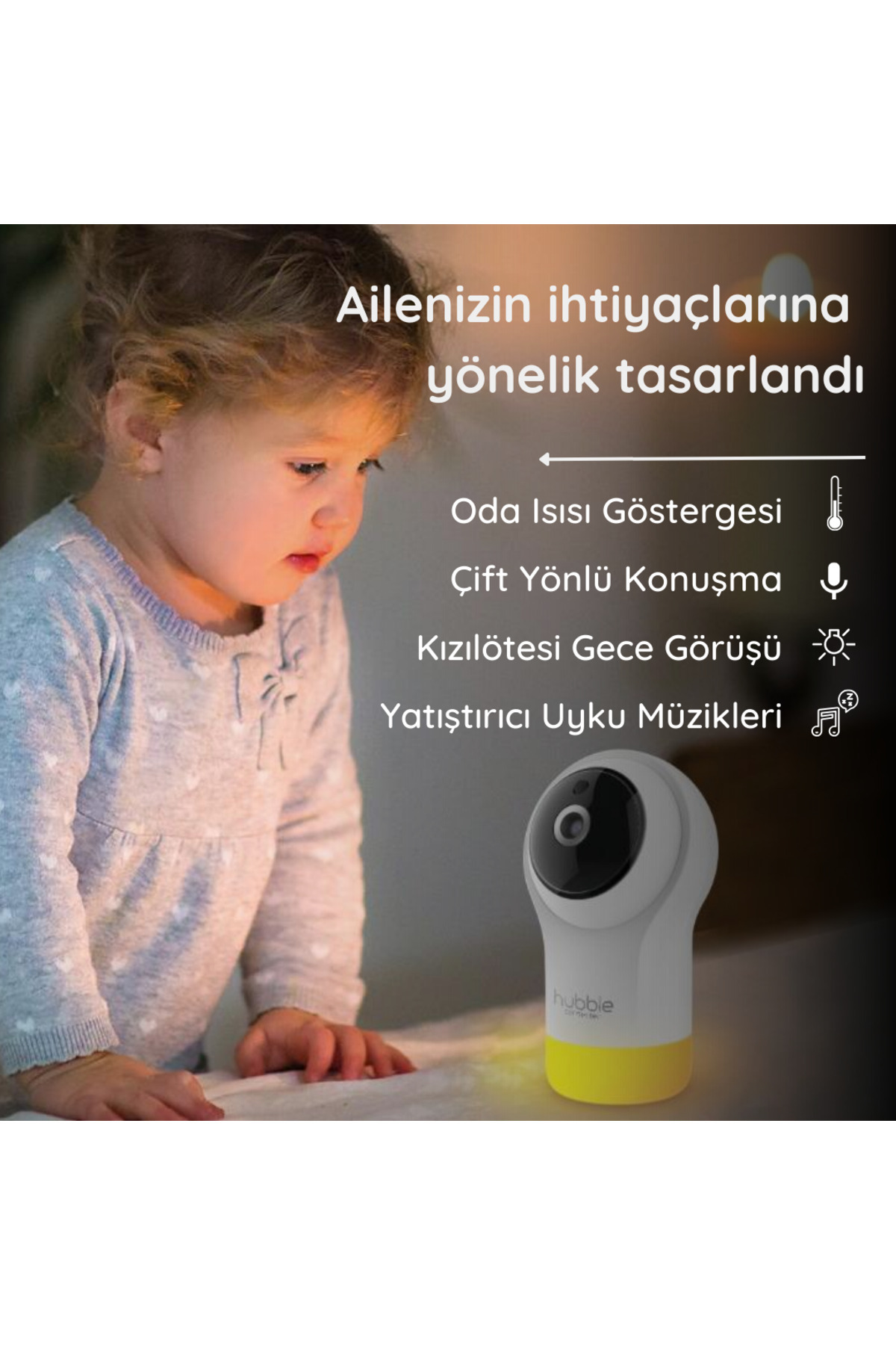 Hubble Nursery Pal Glow+ Wifi Bebek 5" Hd Wi-fi Dijital Bebek Kamerası + Gece Lambası fotoğrafı 4 (önizleme)