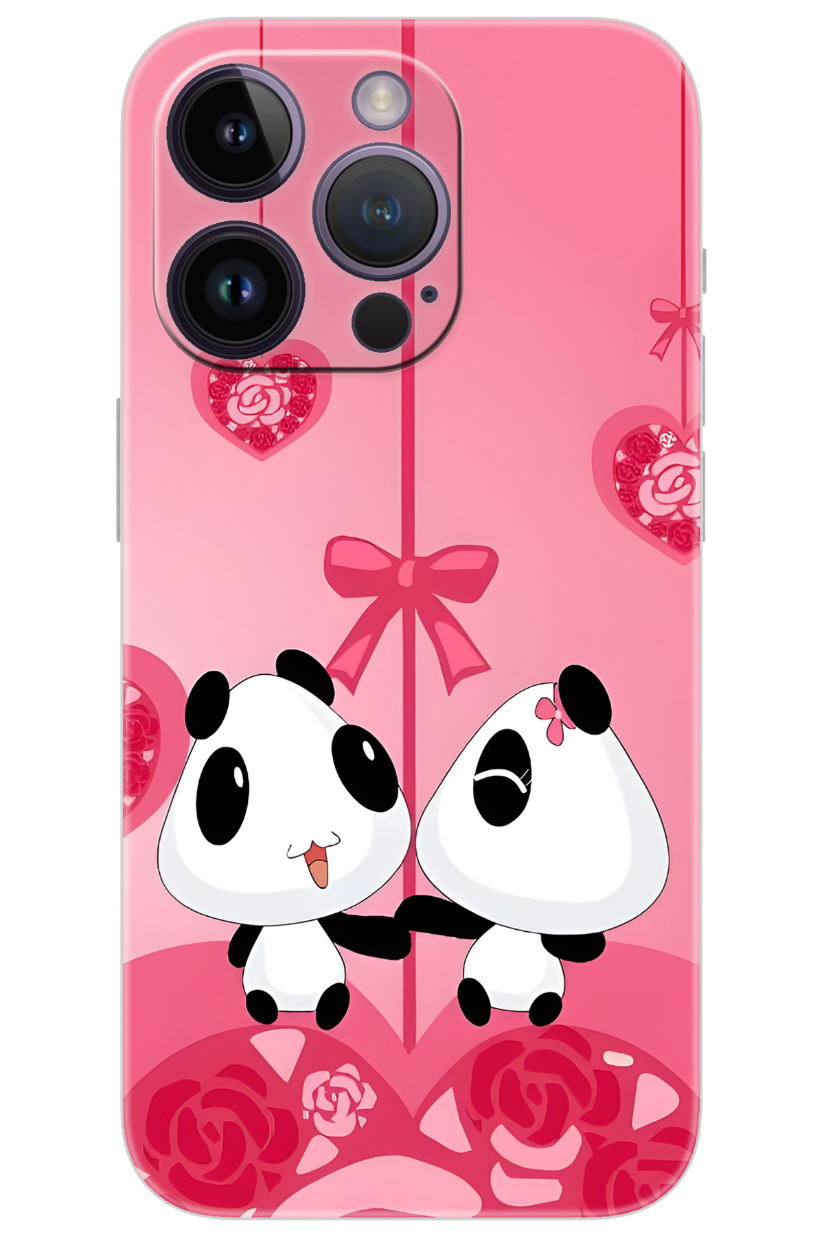 iPhone 14 Pro Compatible Case Pattern Printed Silicone Cute Pandas NGO:166 CP-RpGQpyI