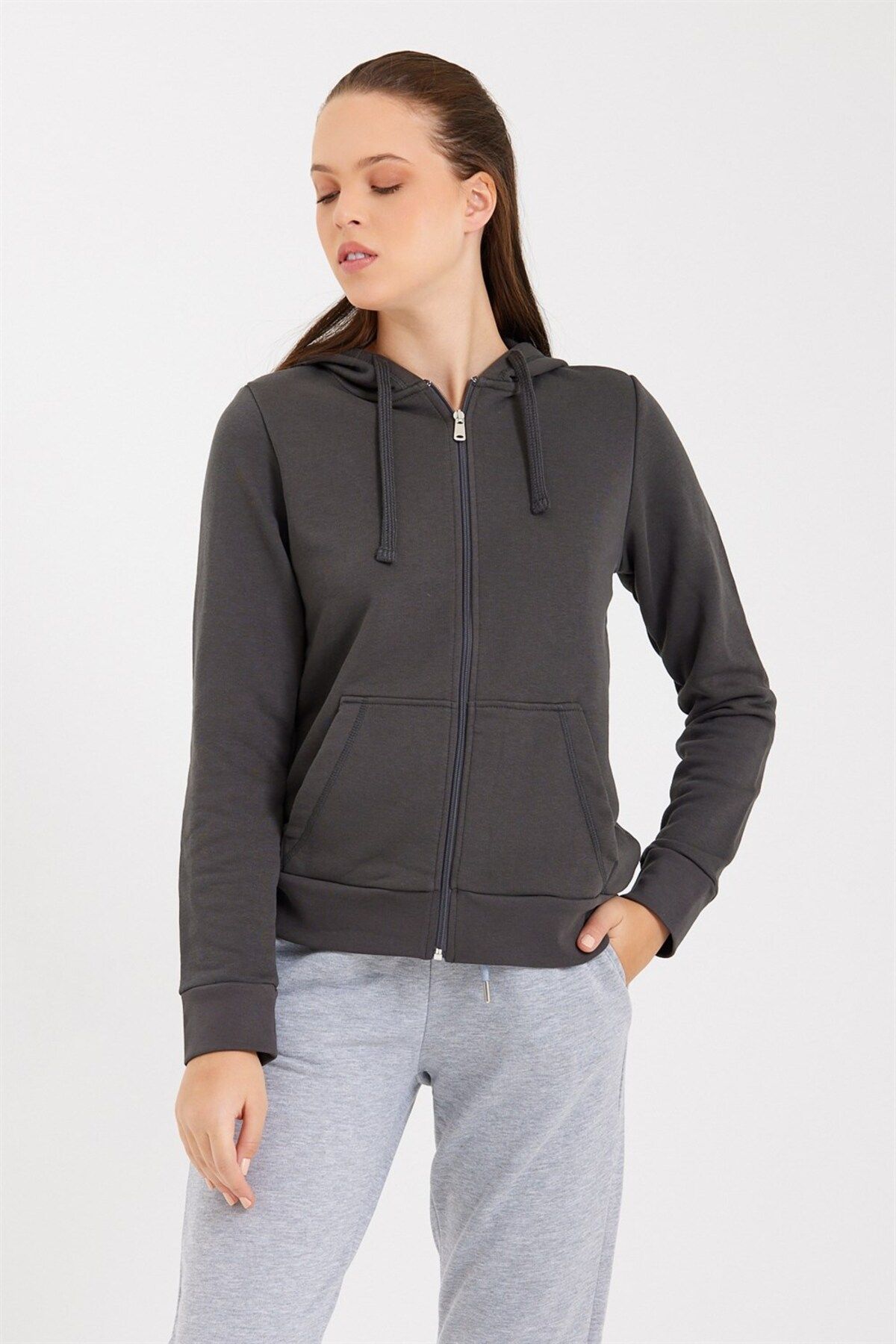 VENA Women s Grace Anthracite Hooded Zippered Regular Fit Normal