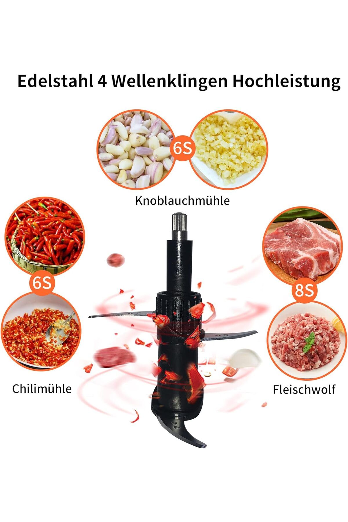 BioloMix-Hand blender 500 W portable personal mixer mixer food processor chopper with bowl 600 ml 3