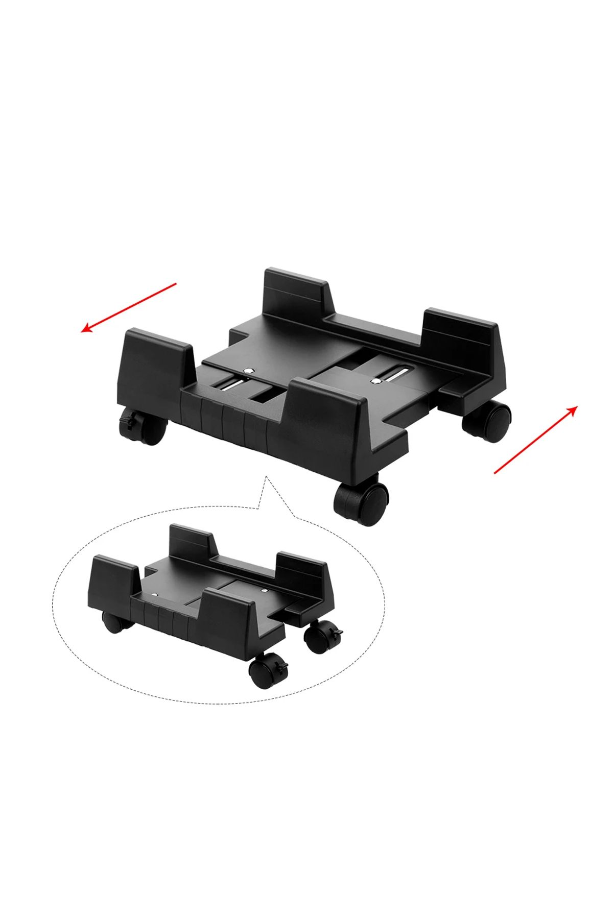 Ecuy-Computer Case Stand With Wheels Adjustable Width Universal PC, 4 Wheels Carrier Stand 3