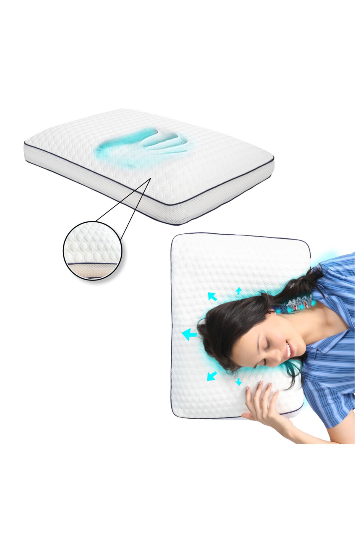 home sense-12 cm hohes Memory-Kissen, atmungsaktives orthopädisches Kissen, maschinenwaschbar 1