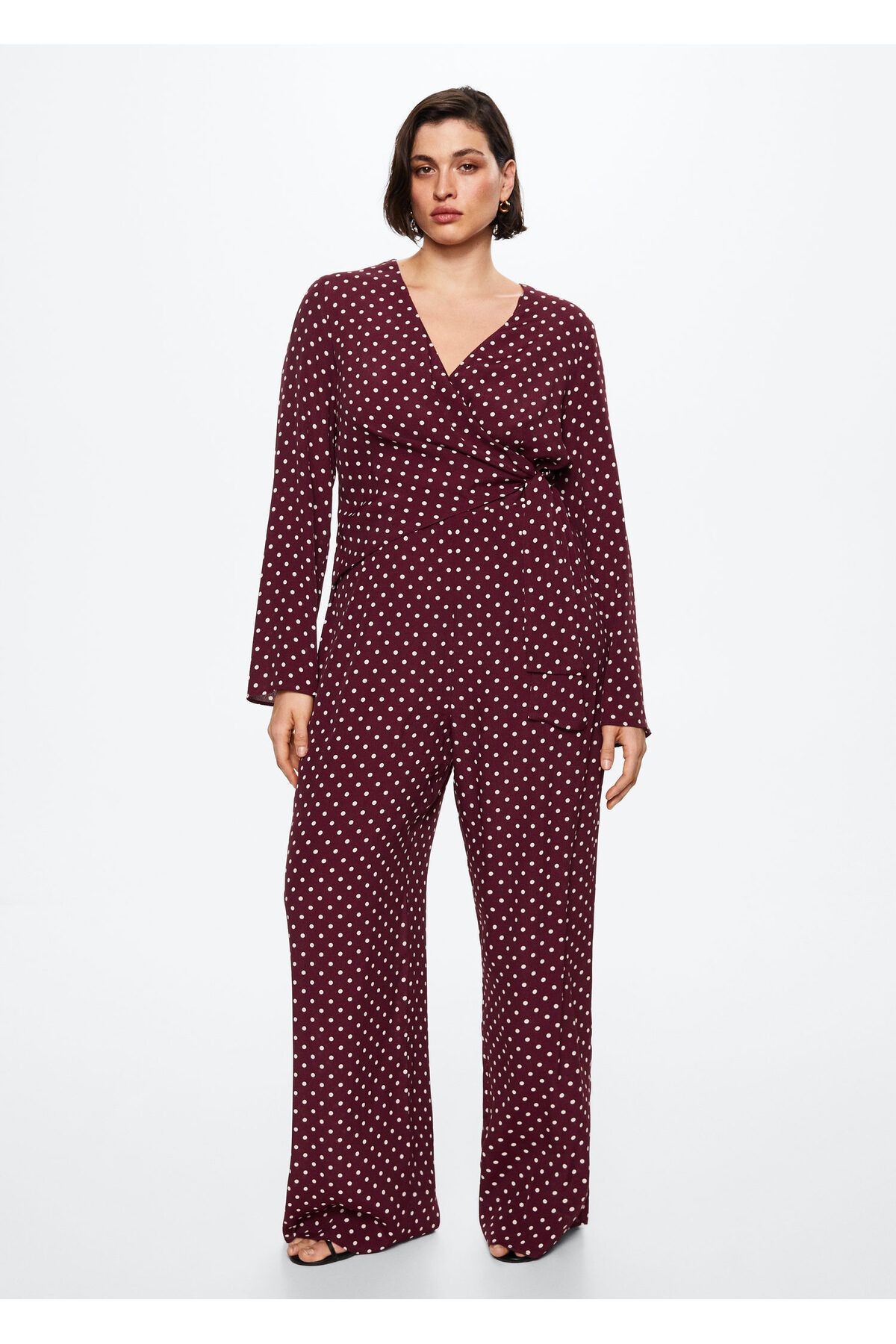 Burgundy polka shop dot jumpsuit