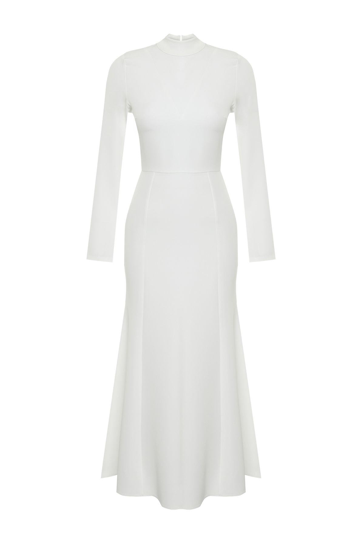 Trendyol Modest-Λευκό υφαντό βραδινό φόρεμα γάμου και ειδικών περιστάσεων - TCTSS24DB00044 7