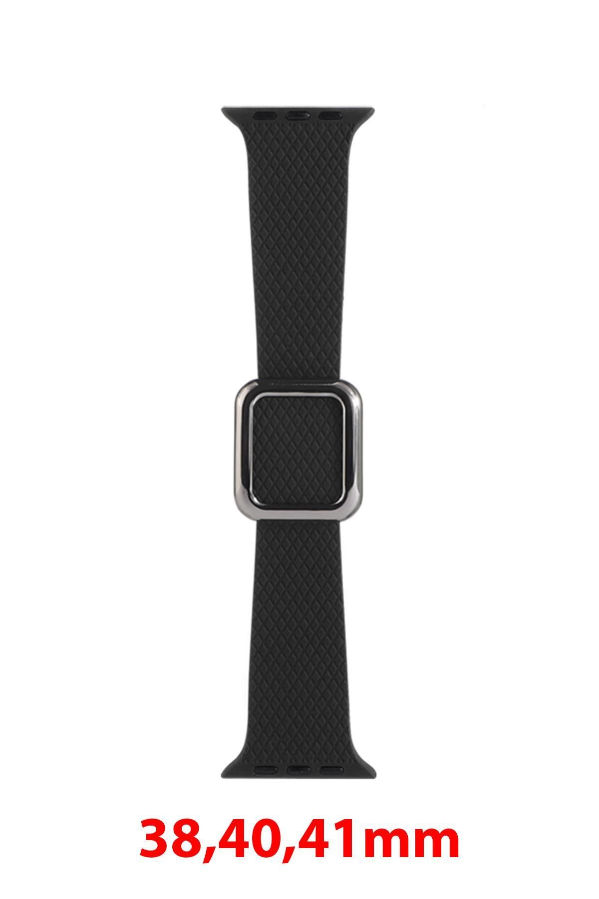 ShinyTECH Apple Watch Compatible Modern Buckle Band Black Trendyol