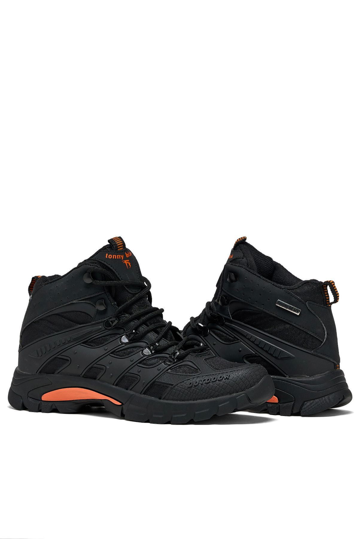 Tonny Black-Unisex Orange Schwarz Bequeme Passform Wasserabweisende Schnürstiefel Unisex 5
