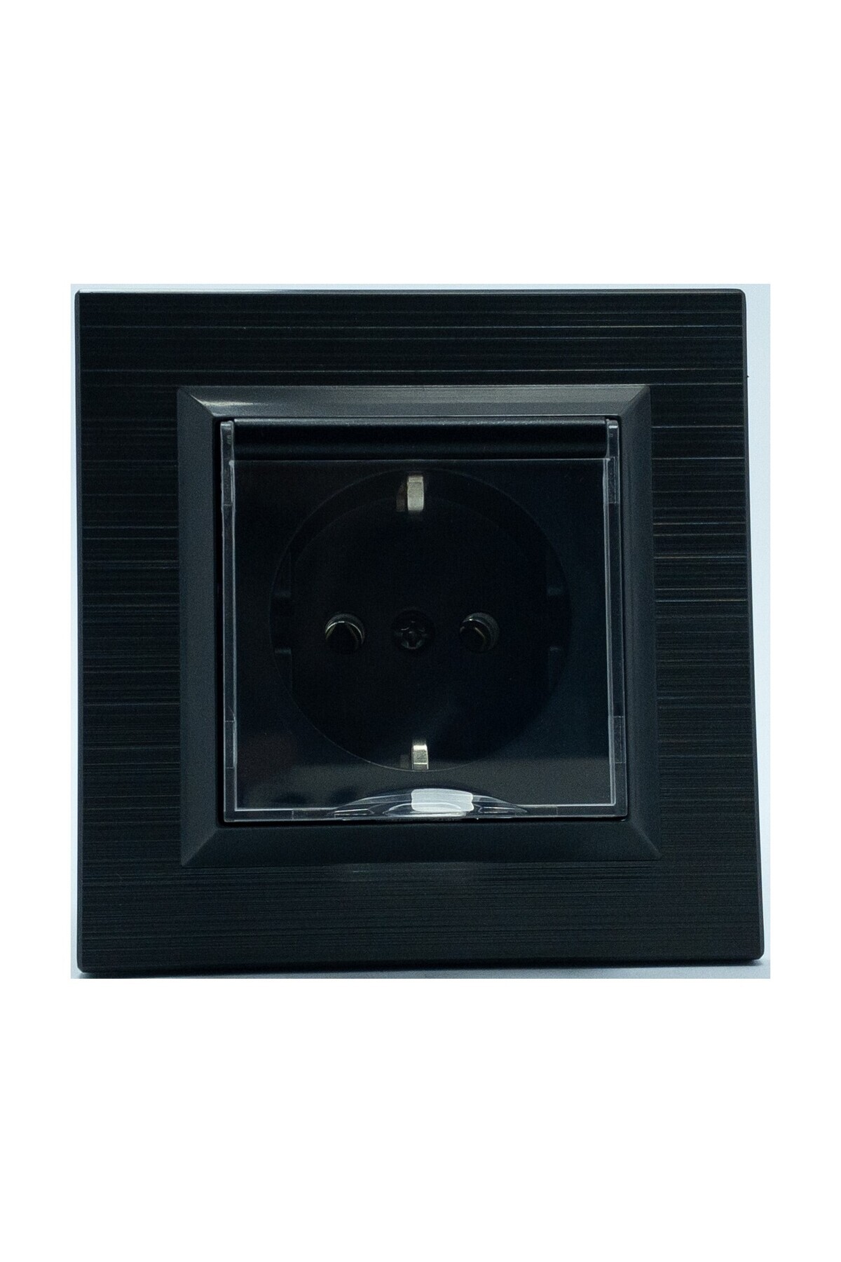OVİVO-Vsn Ovivo Quantum Metallic Black Covered Socket+Anthracite Single Frame 1