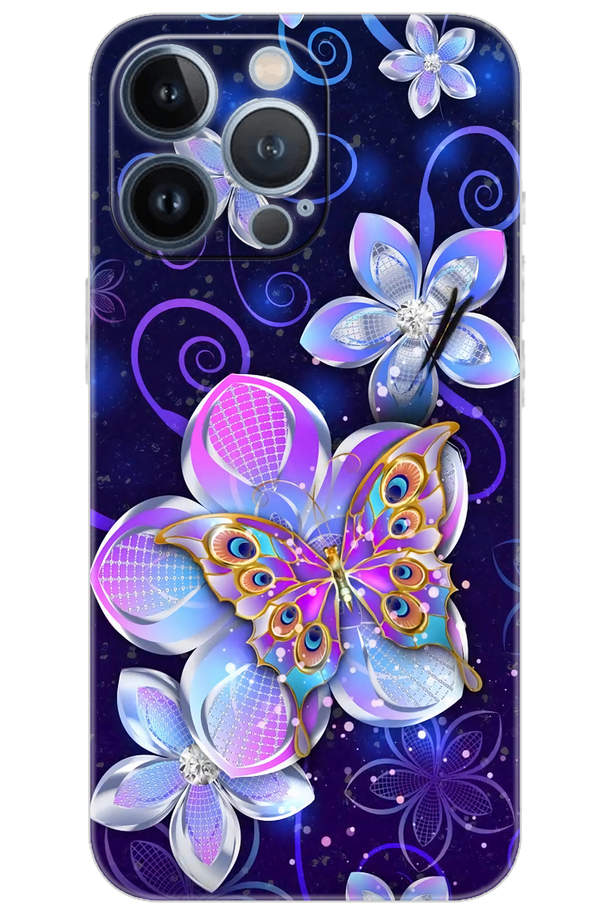 iPhone 13 Pro Compatible Case Pattern Printed Silicone Butterfly and Flowers NGO:718 CP-uN8eqIz