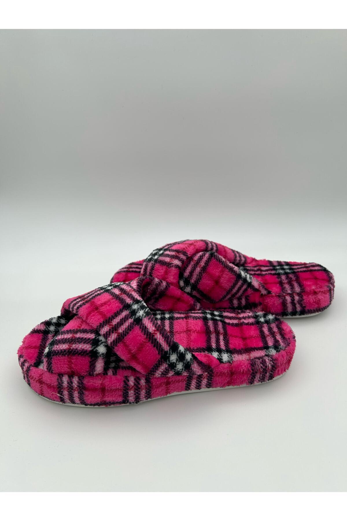  دمپایی خانگی زنانه با آستر پشمی نرم و ضربدری زمستانی