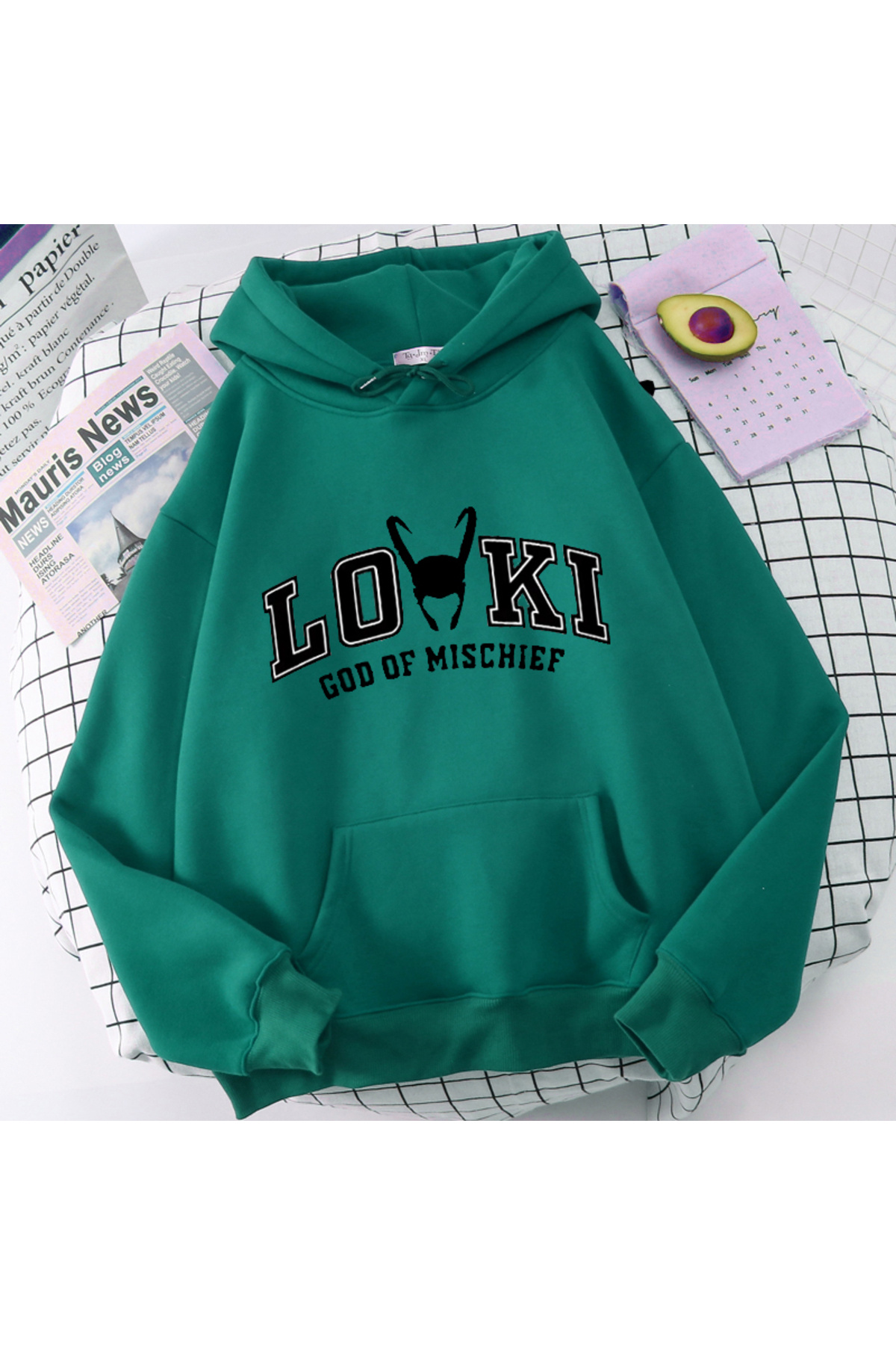 Marvel süper kahraman Loki Anime Hoodie — سبز E291252