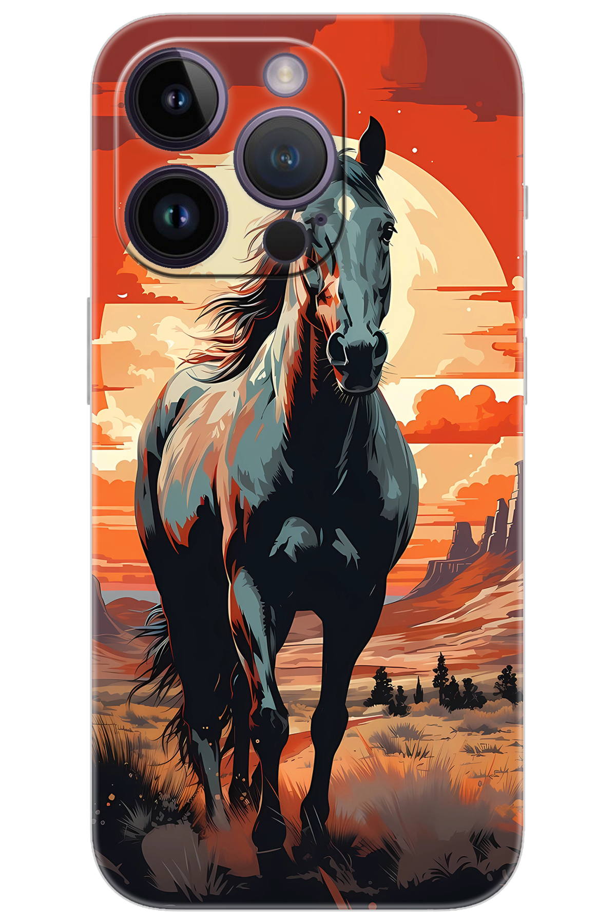iPhone 14 Pro Compatible Case Pattern Printed Silicone Western Horse NGO:655 CP-Ll2pstM