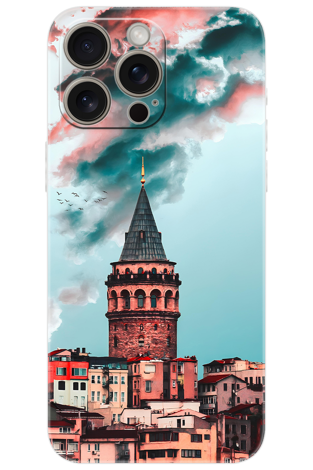 iPhone 15 Pro Max Compatible Case Pattern Printed Silicone Galata Tower NGO:688 CP-eQecXyw