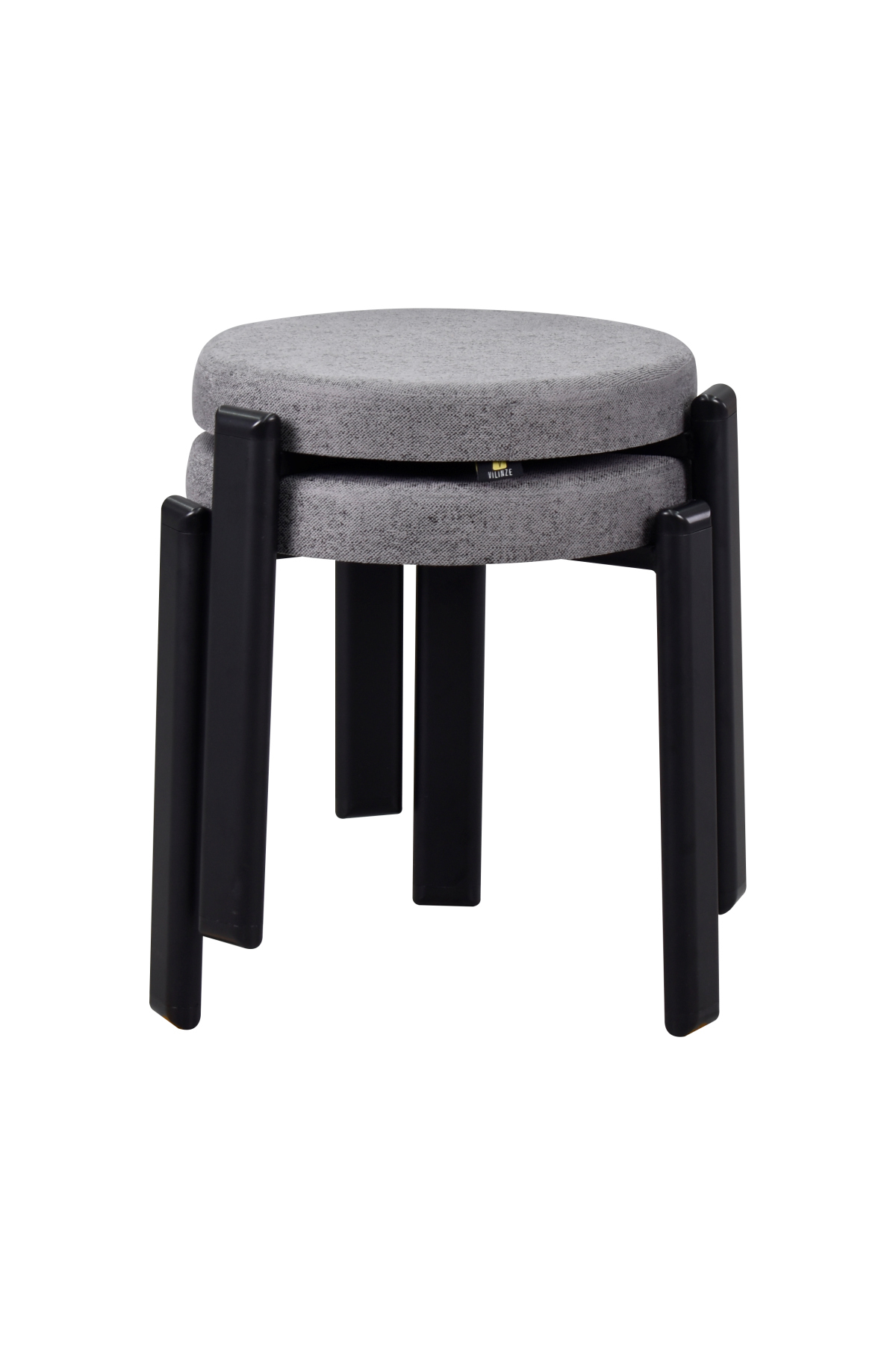 Terrace Black Metal Leg Stackable Kitchen-Balcony Stool (2 Pieces)