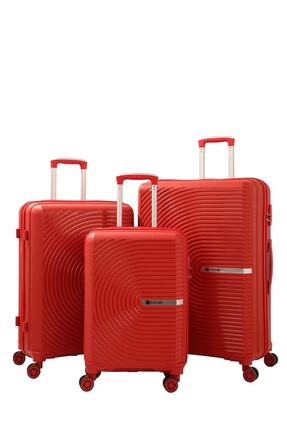 MÇS V374 Kırmızı Pp Kırılmaz 3 Lü Valiz Seti