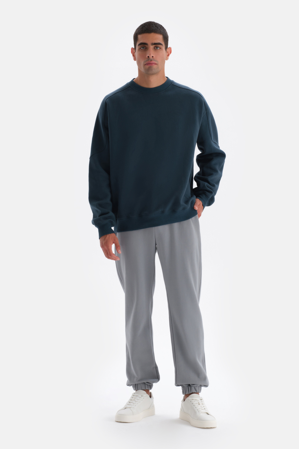 Dagi-Petrolblaues Sweatshirt mit Nahtdetail 6