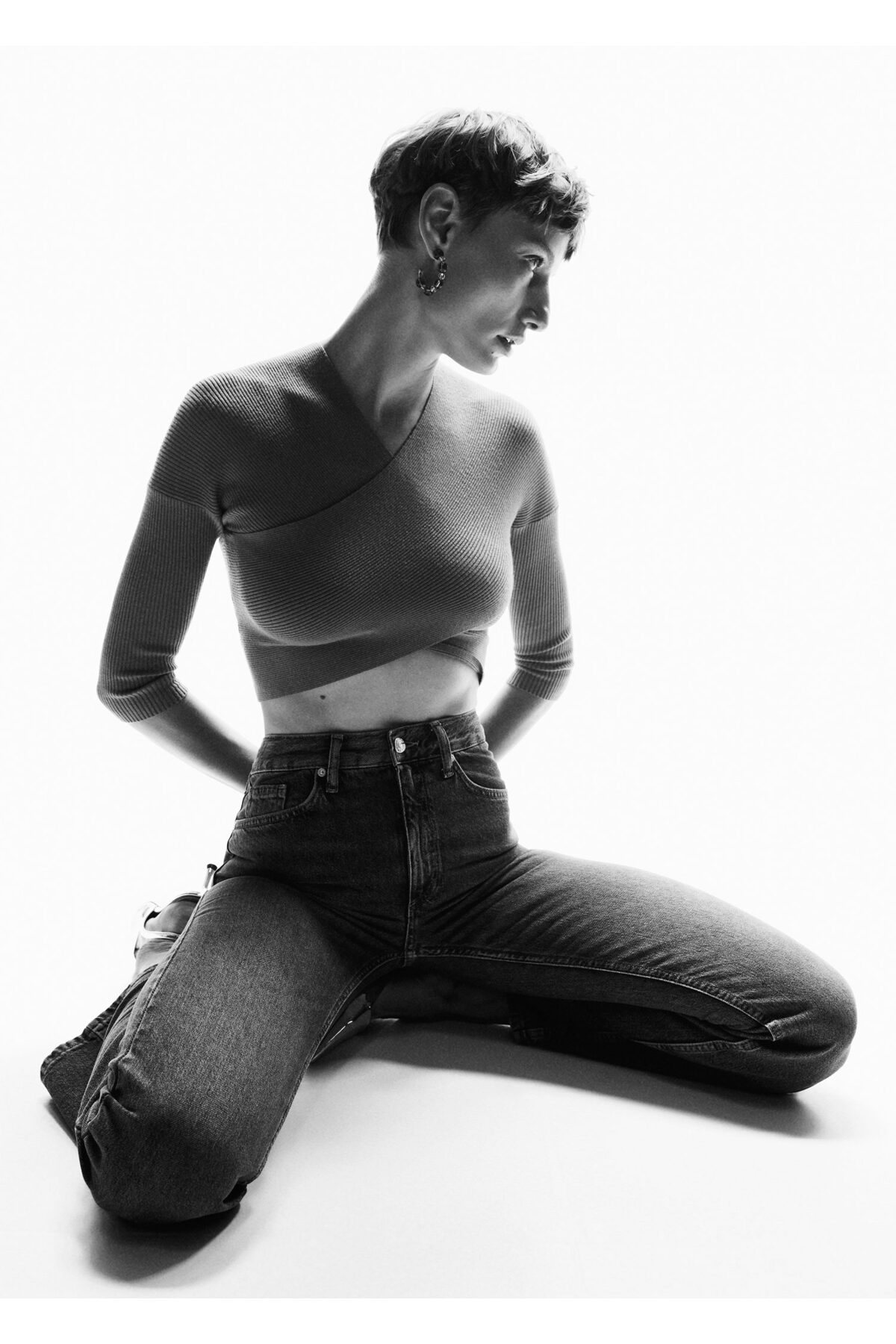 بافت و پلیور زنانه سبز منگوMANGO | 37093842 اورجینال - تصویر 6