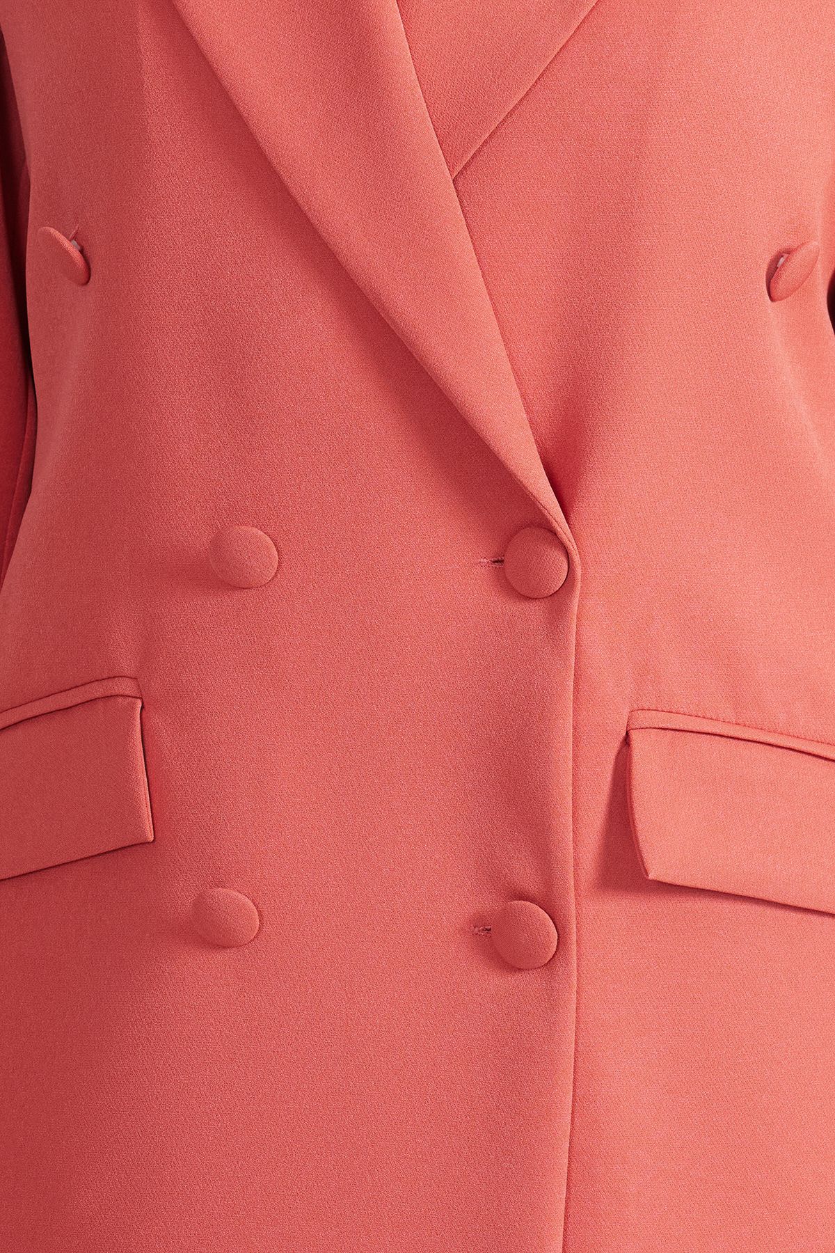 Trendyol Collection-Granatapfelblumen-Blazer mit regulärem Futter, zweireihigem Verschluss, gewebt, TWOSS21CE0137 4