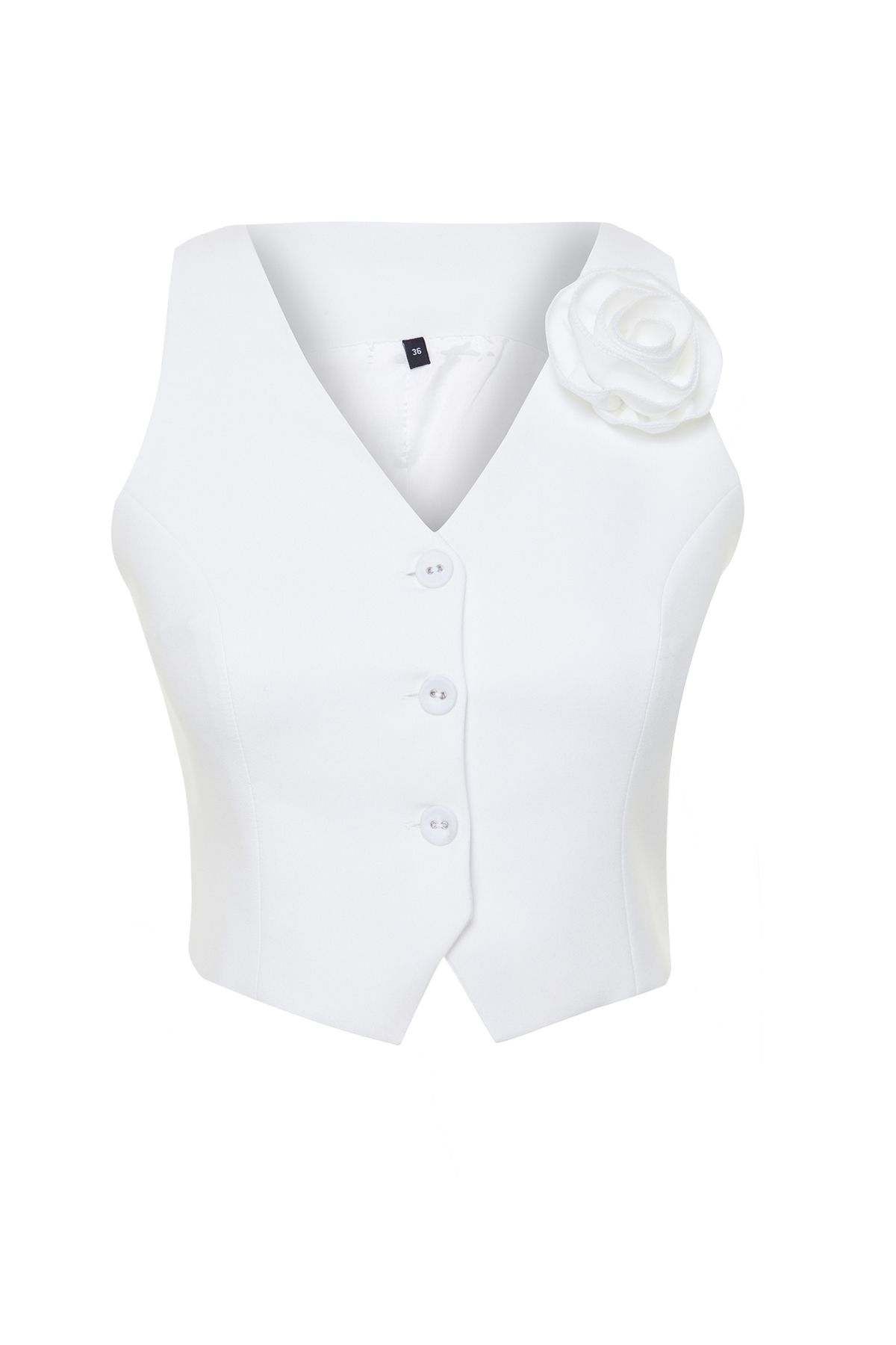 Trendyol Collection-Ecru Fitted Rose részletes termés szőtt mellény TWOSS24YE00026 7