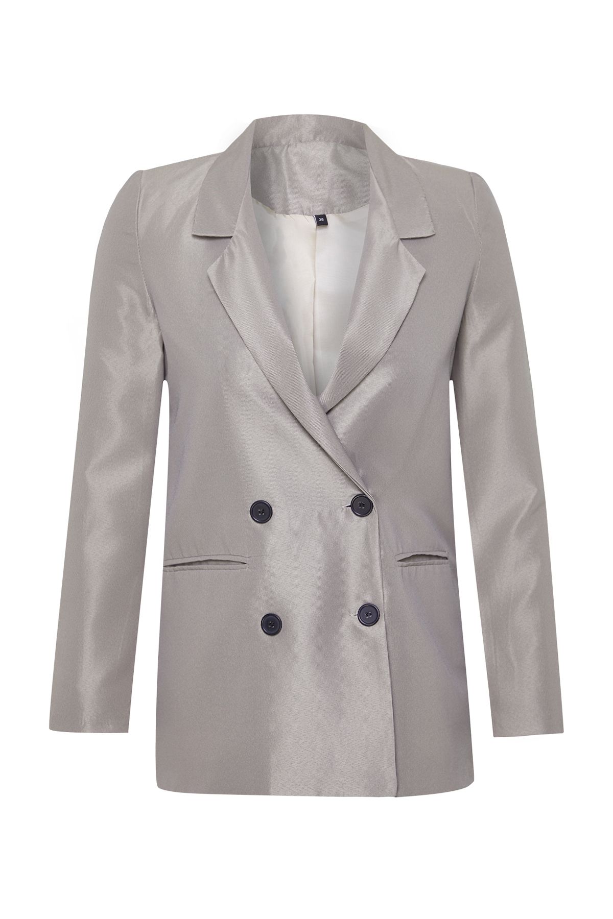 Trendyol Collection-Beige Regular Lined Buttoned Woven Blazer Jacket TWOAW23BC00017 7