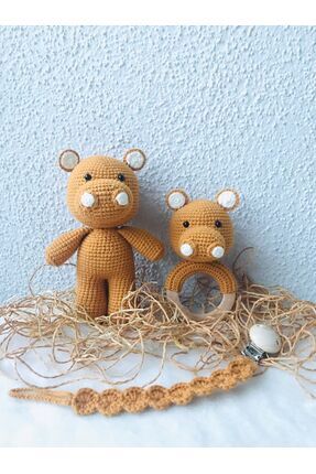 Genel Markalar Sevimli Amigurumi Hippo 3'lü Set, Renkli ve Eğlenceli Dekorasy...