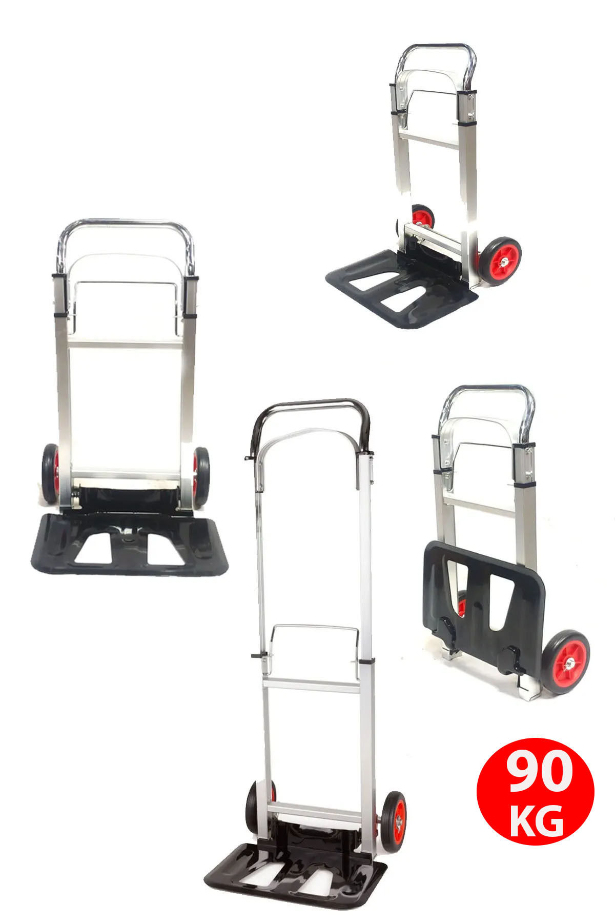 MOONSHOP 90 Kg Taşıma Kapasiteli Kolay Kullanım Portatıf Katlanır Yük Eşya Taşıma Arabası Ft90e