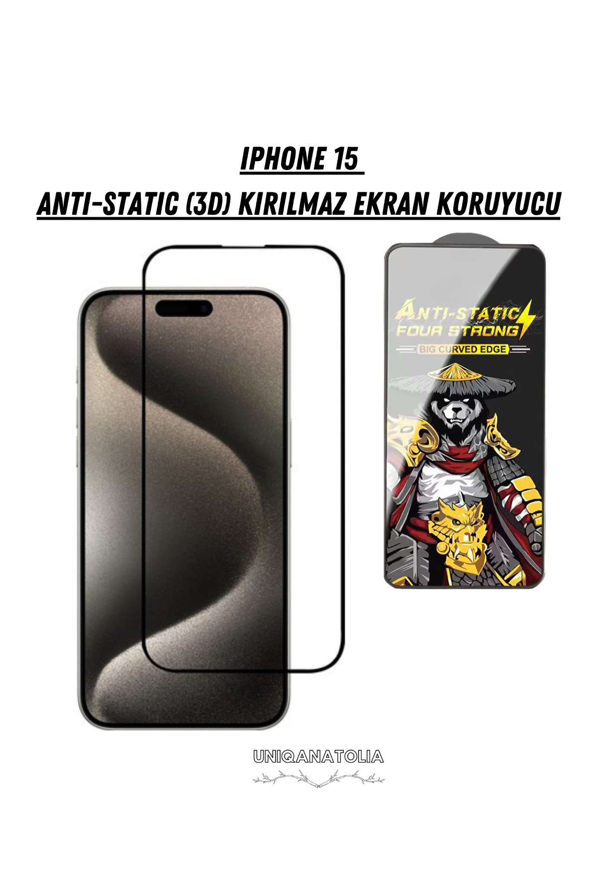 iPhone 15Anti-Static3D Dustproof Unbreakable Screen Protector