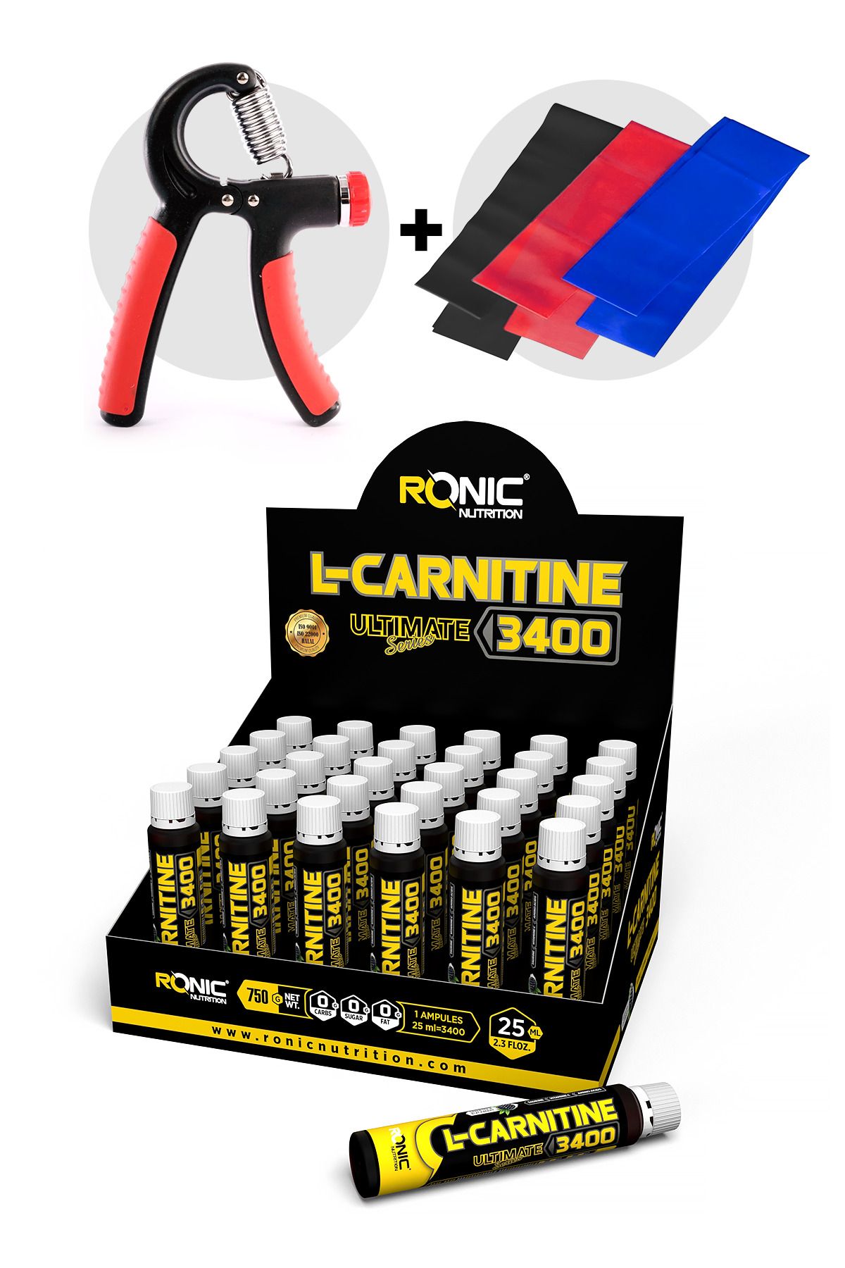 Ronic Nutrition L-carnitine 3400 Ultimate 30 Adet (BÖĞÜRTLEN AROMALI) El Yayı Ve Plates Bandı Hediyeli