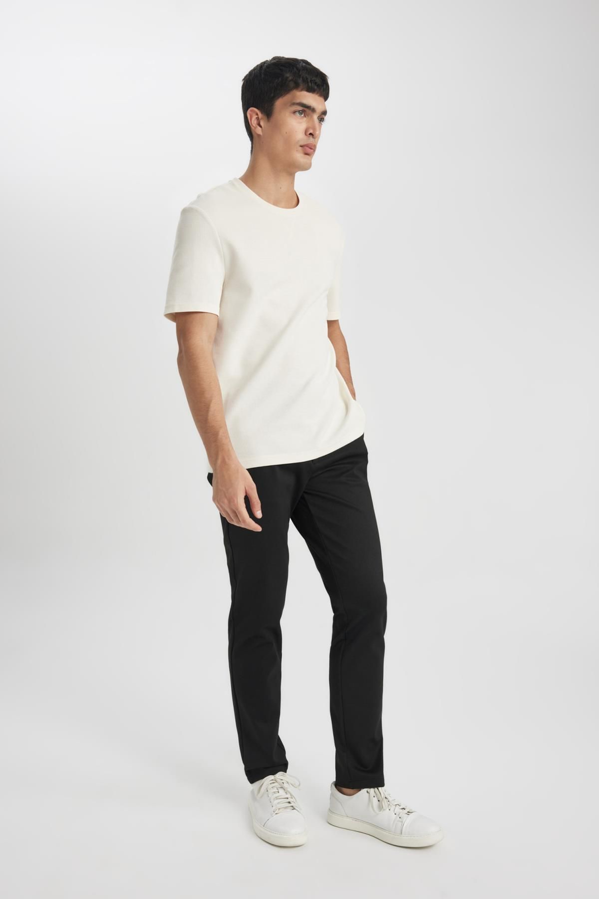 DeFacto-Summer Fabric Jogger Pants Buttoned Basic Straight Leg T6317Az24Sp 3