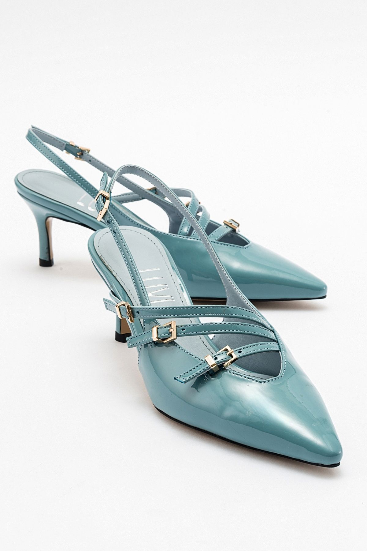 کفش پاشنه دار زنانه از چرم لاک آبی MAGRA luvishoes