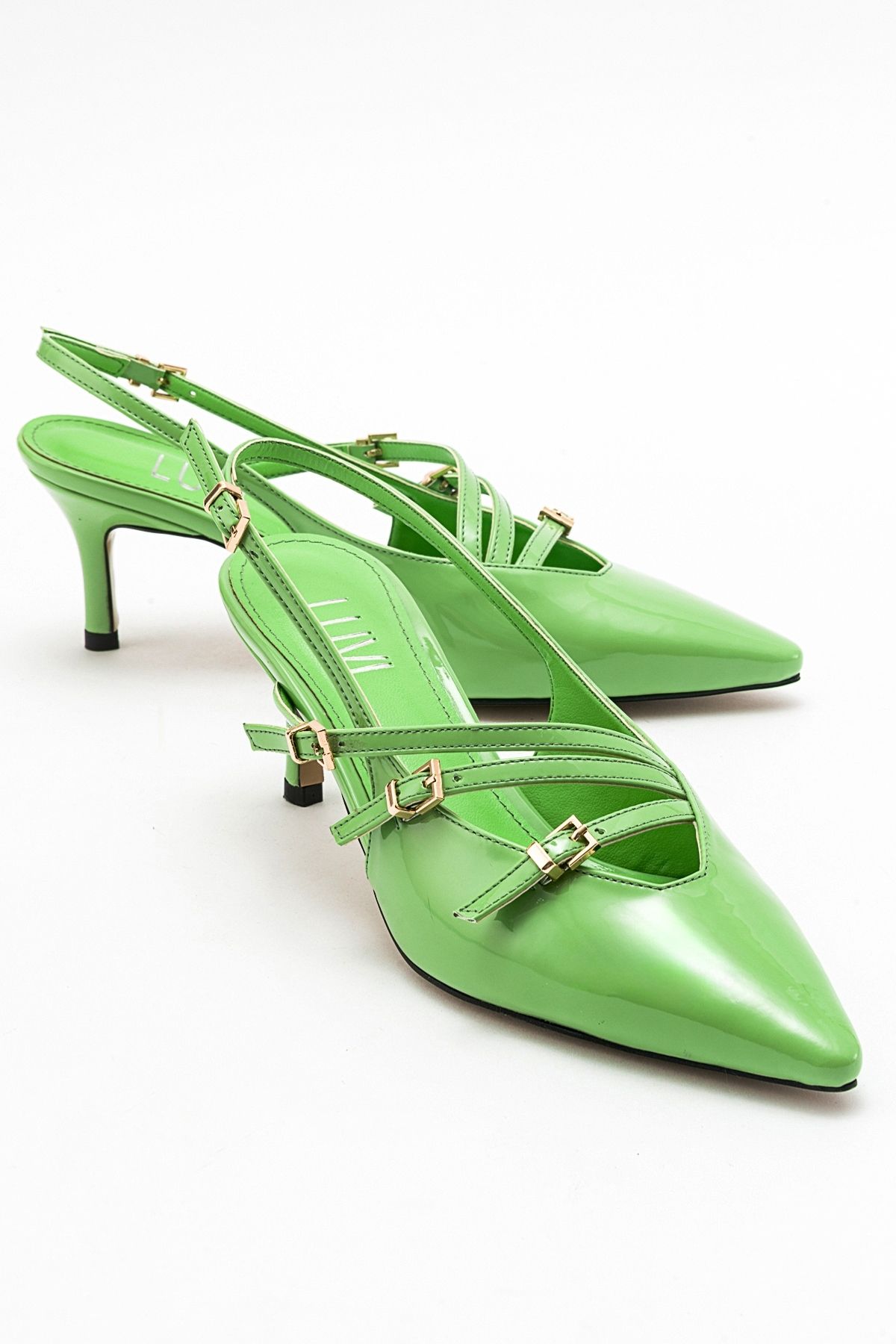 کفش پاشنه دار زنانه از چرم لاک سبز MAGRA luvishoes
