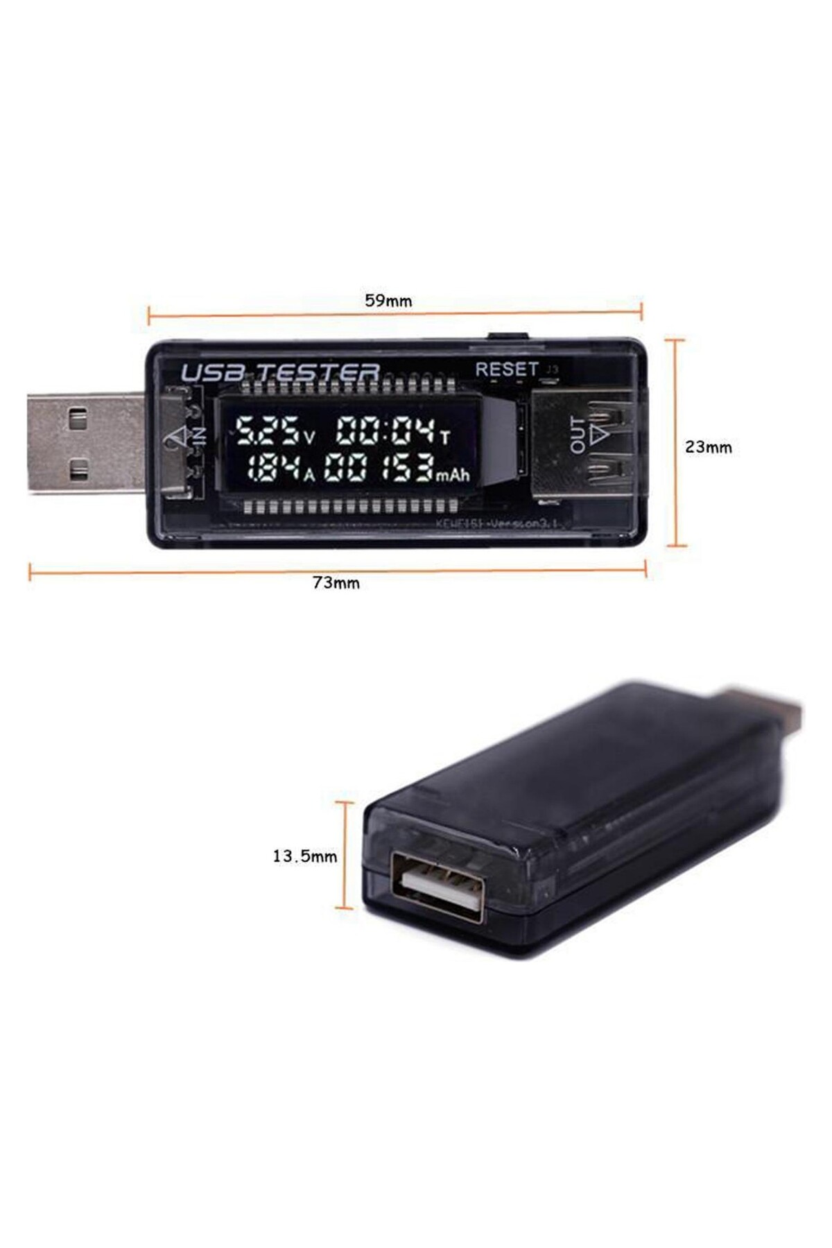 Hubstein Usb Voltmetre Ampermetre Led Gösterge Volt Amper Gerilim Ölçer