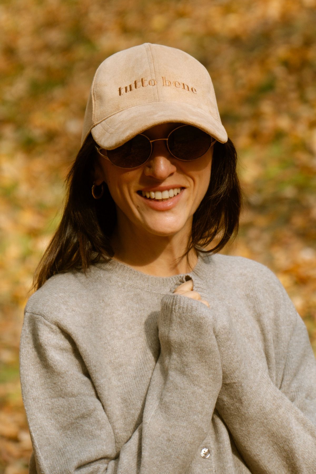 Suede cap beige best sale