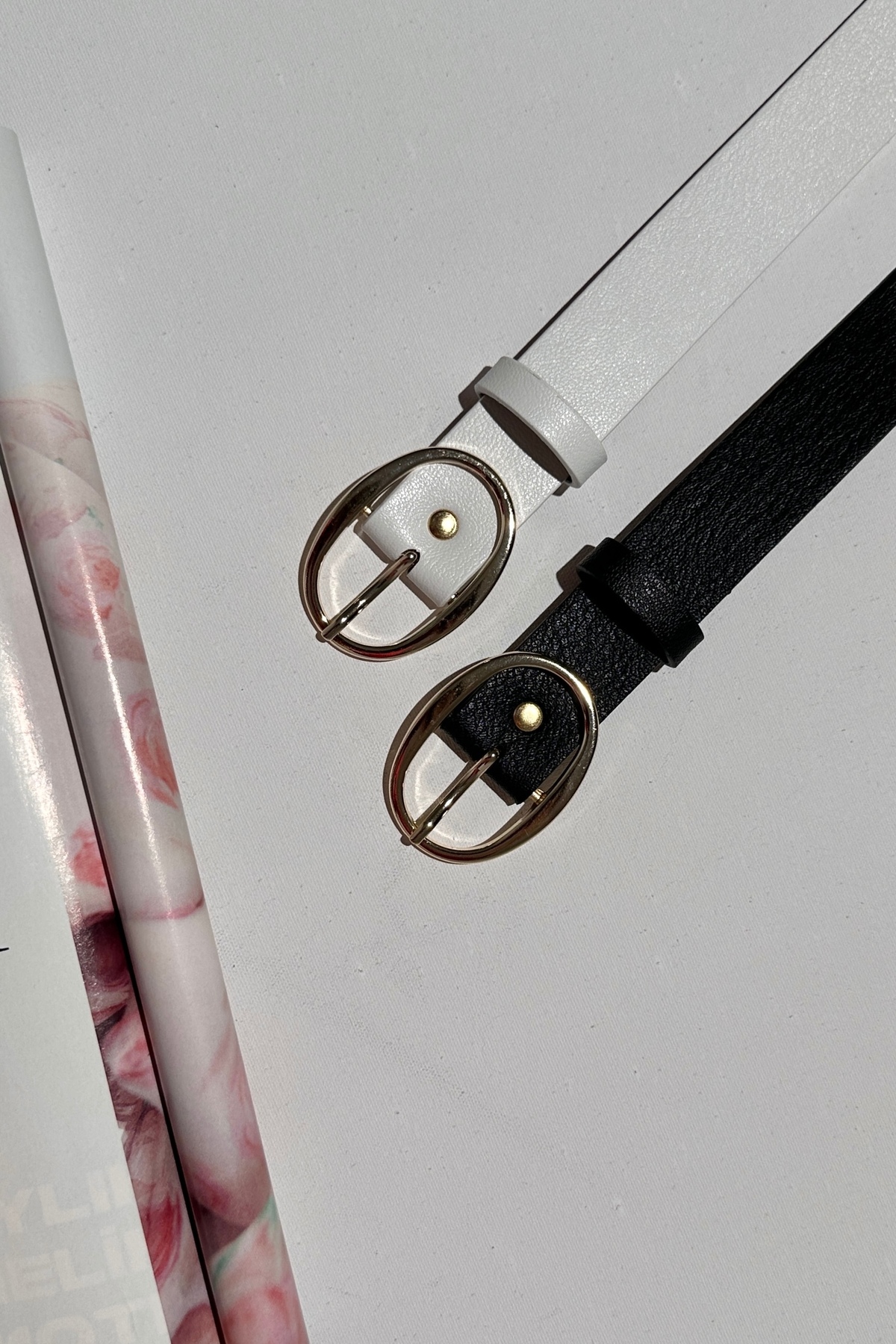 2-Piece Ellipse Gold Buckle Belt Waist Belt Jacket Belt Dress Belt Pants Belt