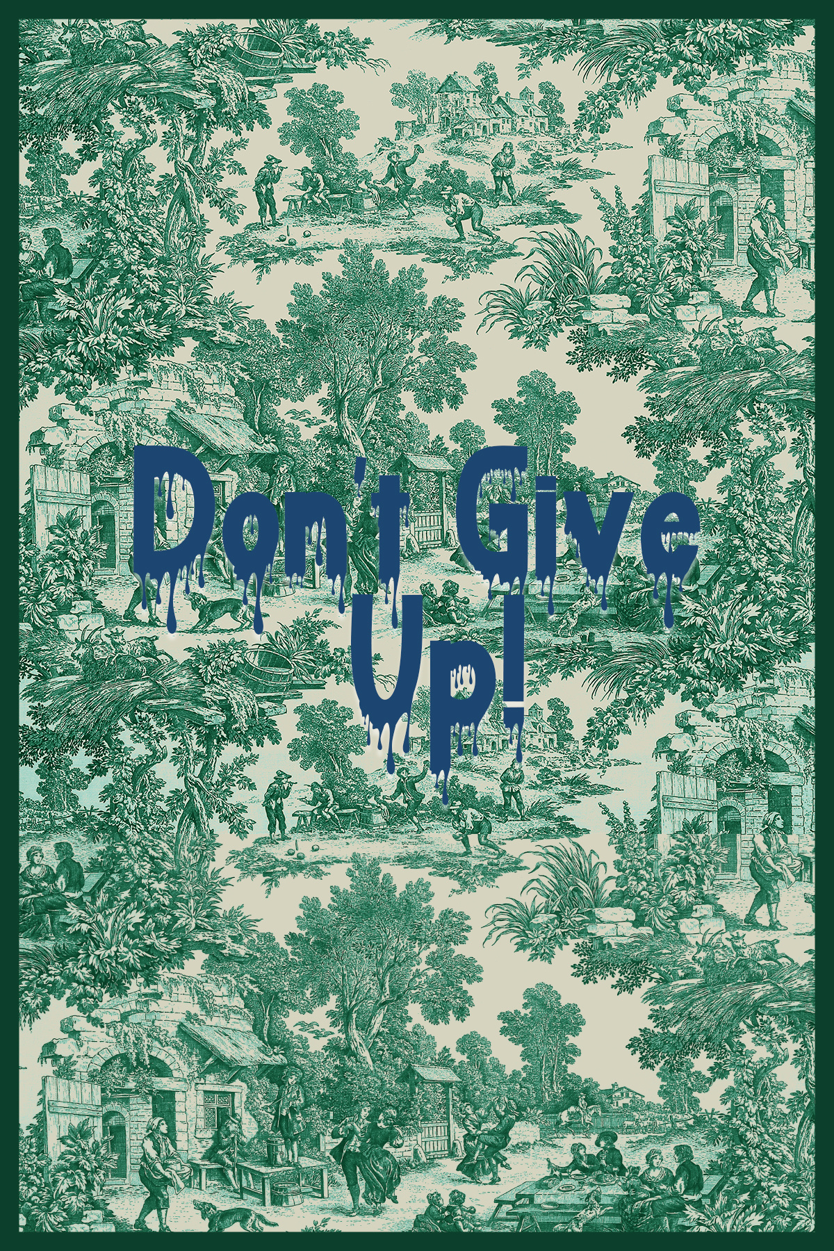 Farah Series Design Green Quit Text Vintage Background Decorative Carpet 3204